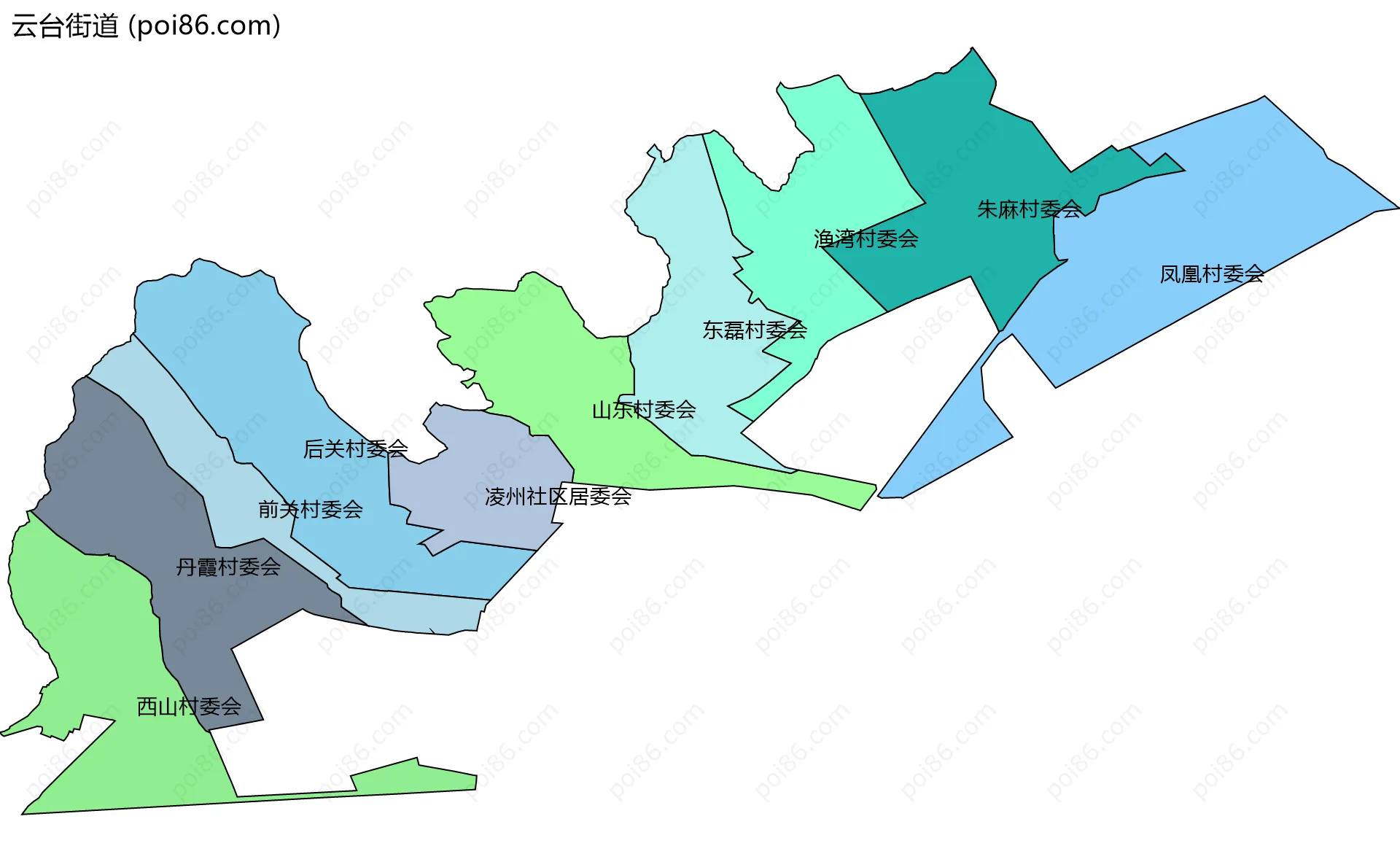 云台街道边界地图(五级行政区划)