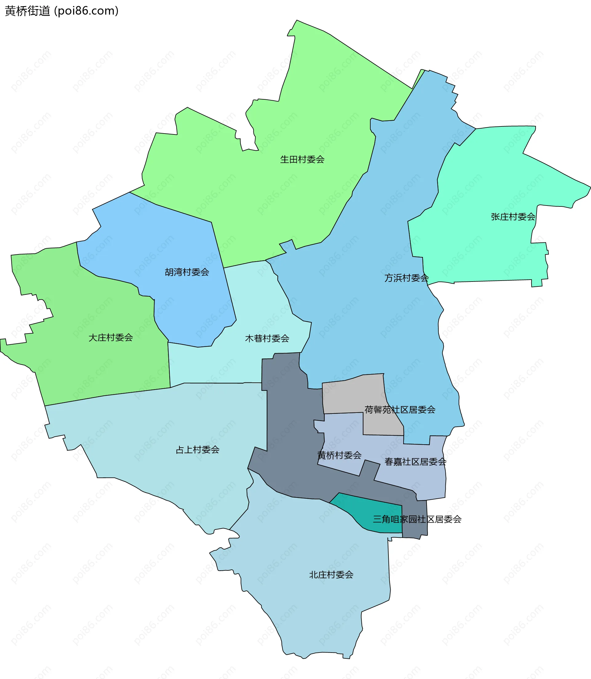 黄桥街道边界地图(五级行政区划)