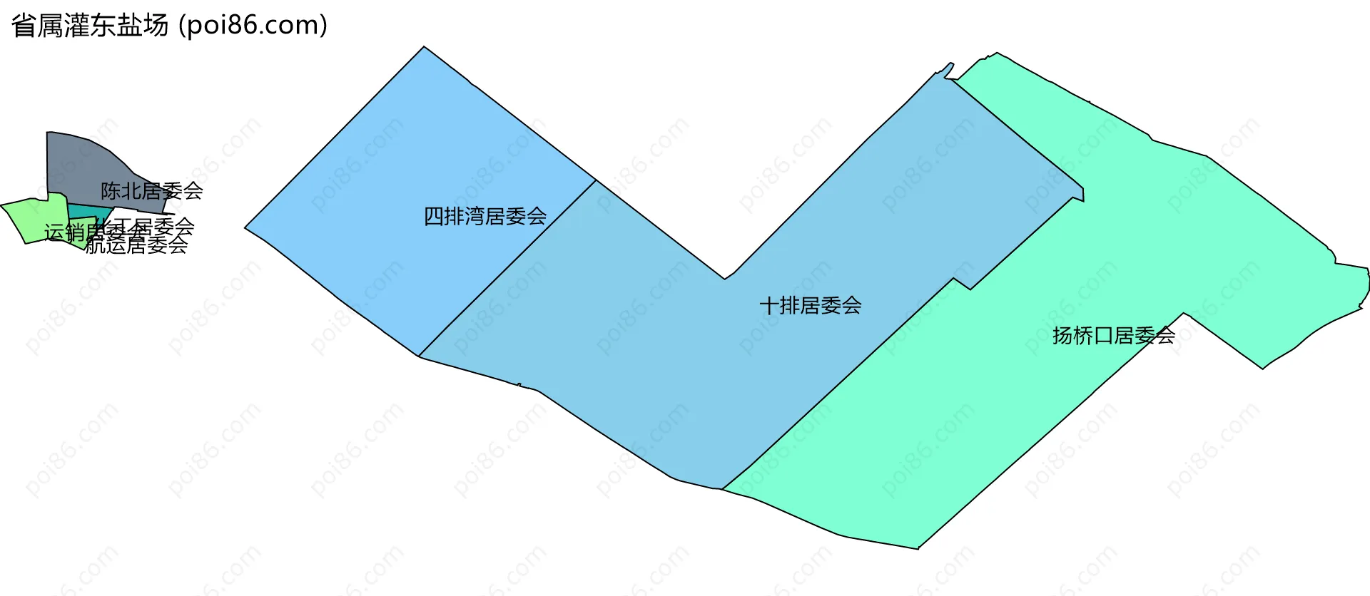 省属灌东盐场边界地图(五级行政区划)