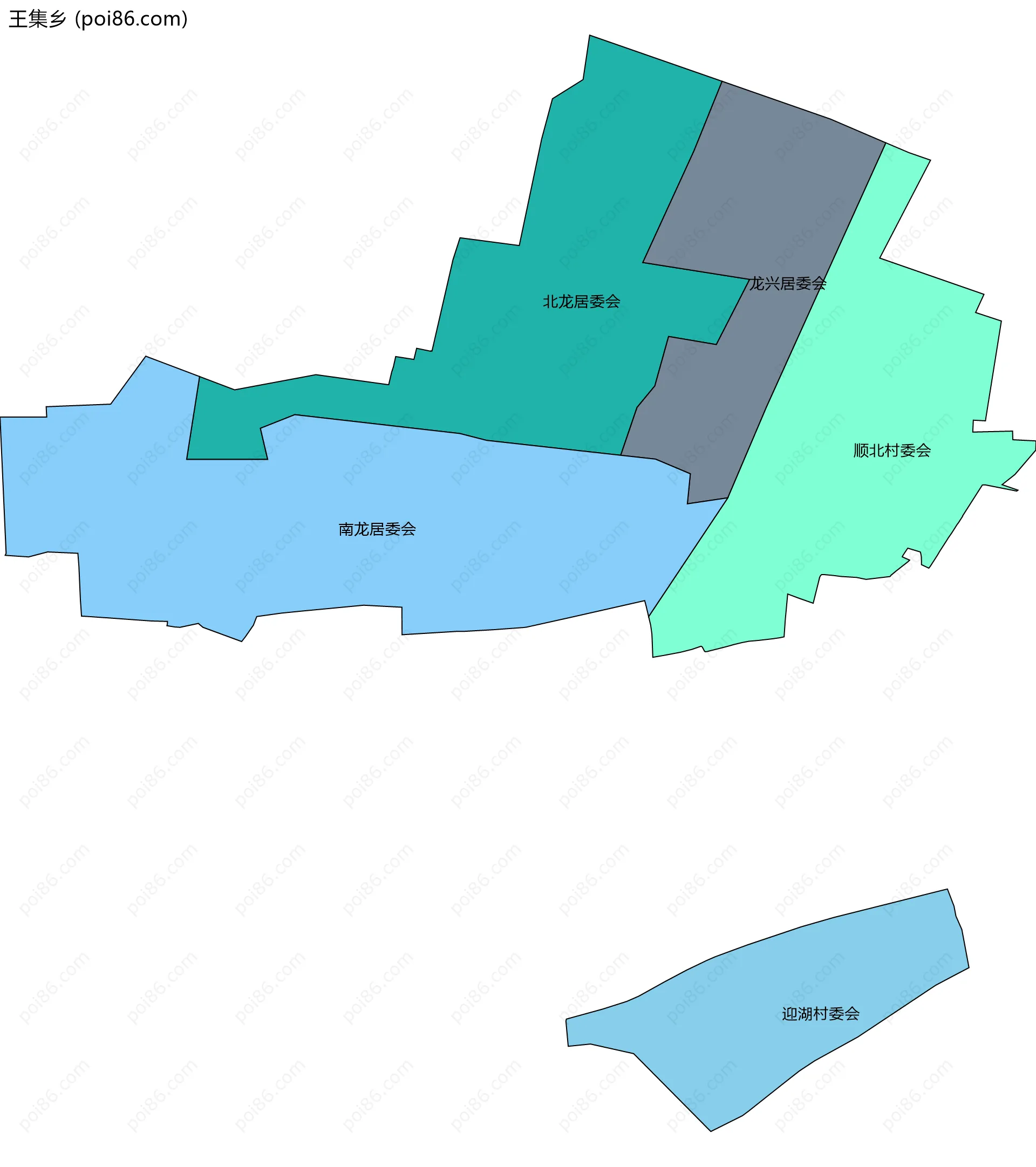 王集乡边界地图(五级行政区划)