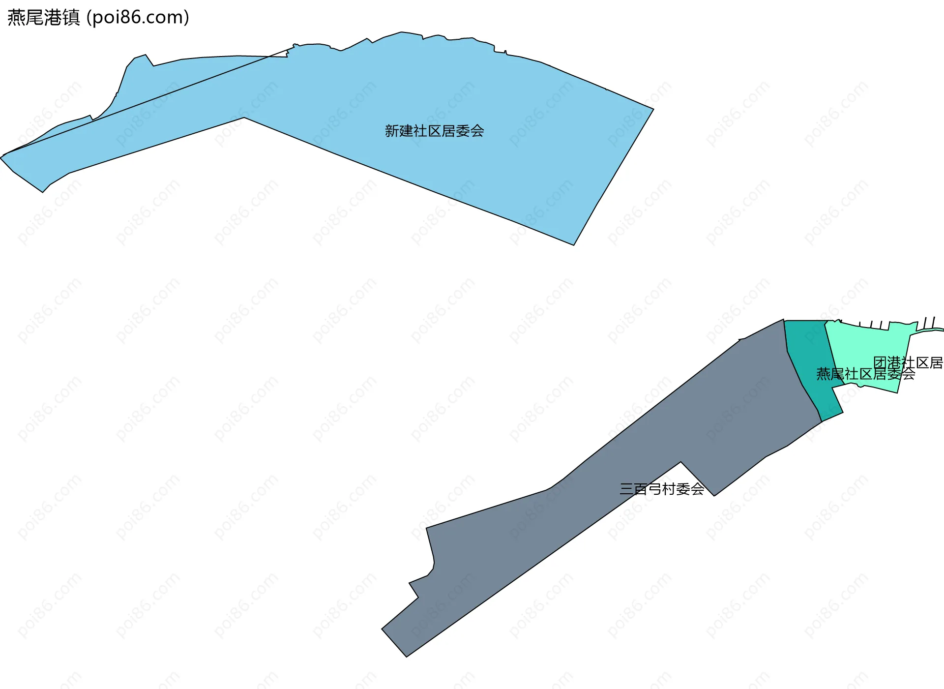 燕尾港镇边界地图(五级行政区划)