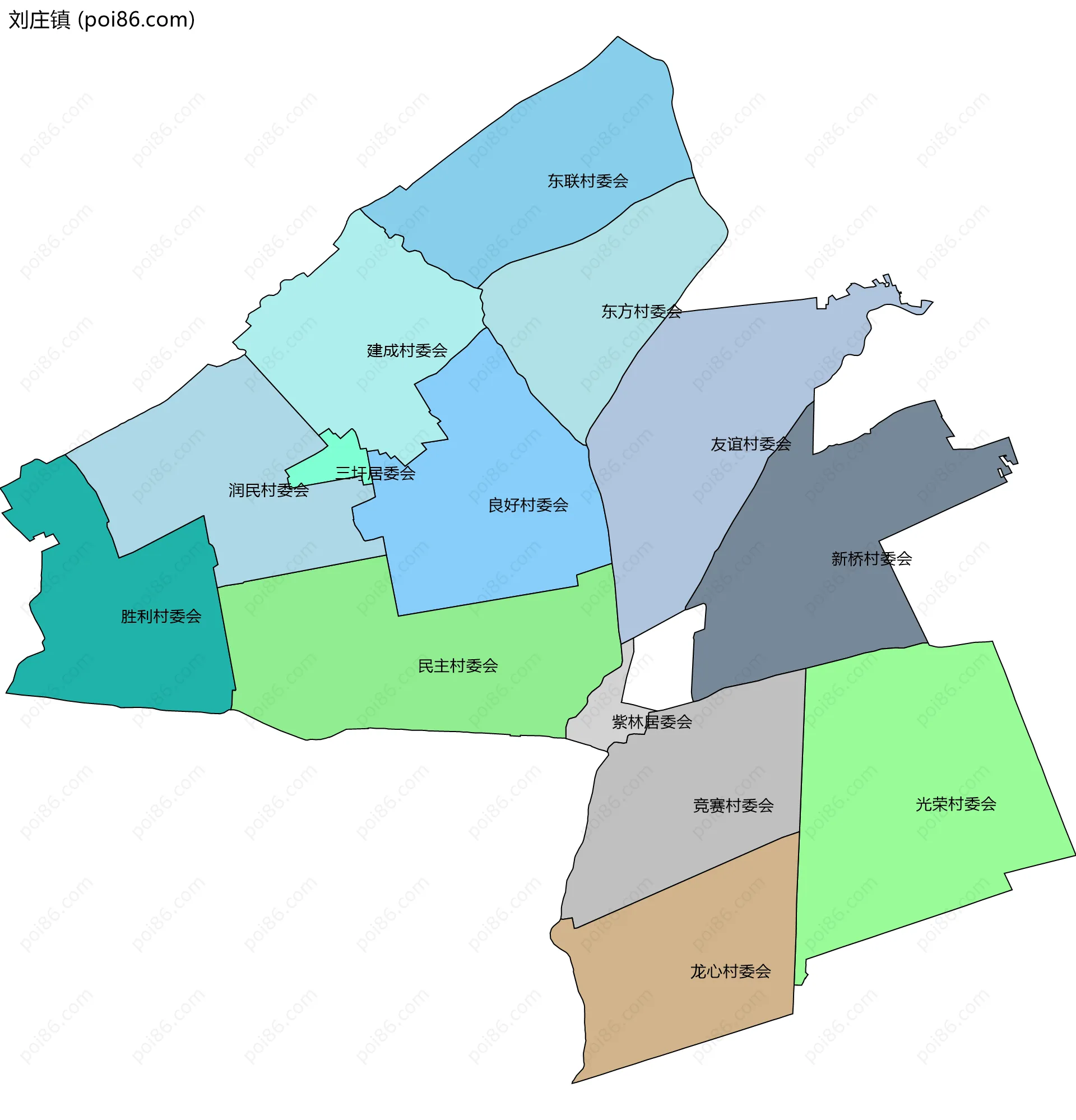 刘庄镇边界地图(五级行政区划)