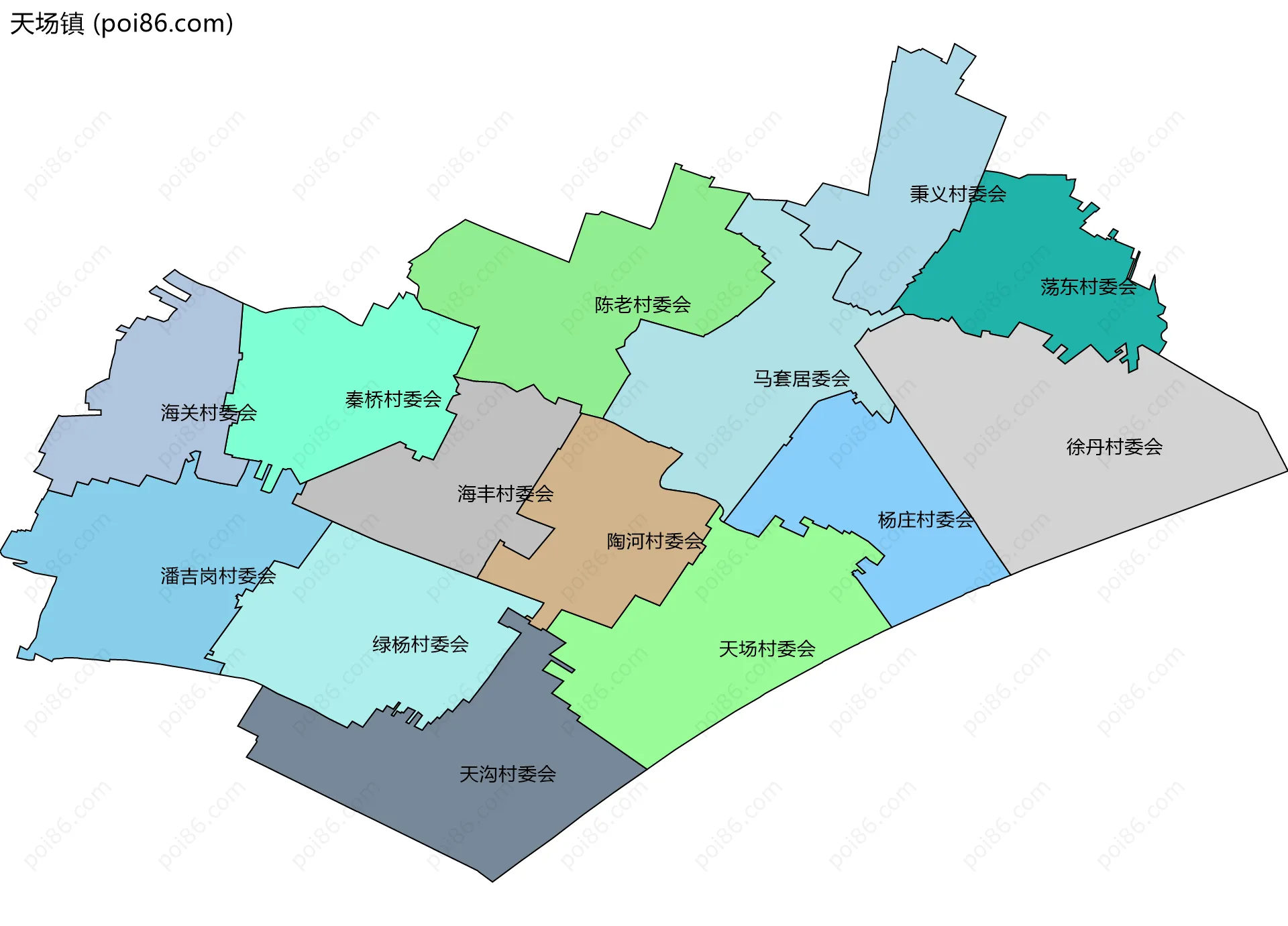天场镇边界地图(五级行政区划)