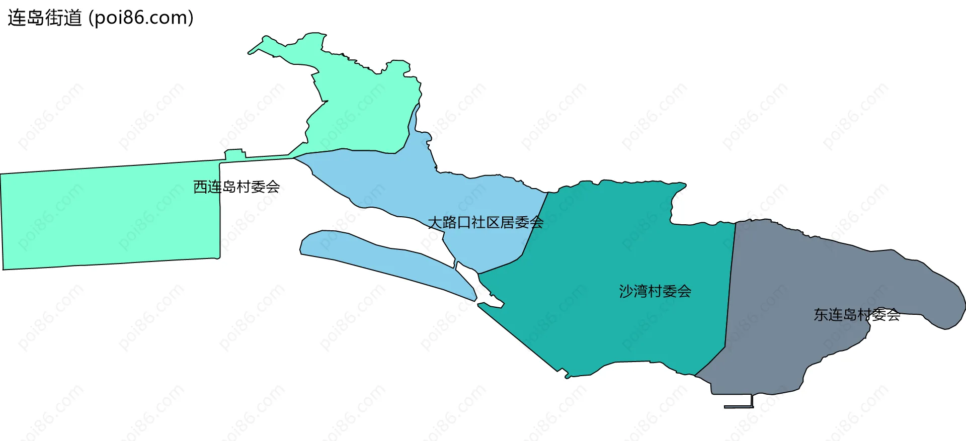 连岛街道边界地图(五级行政区划)