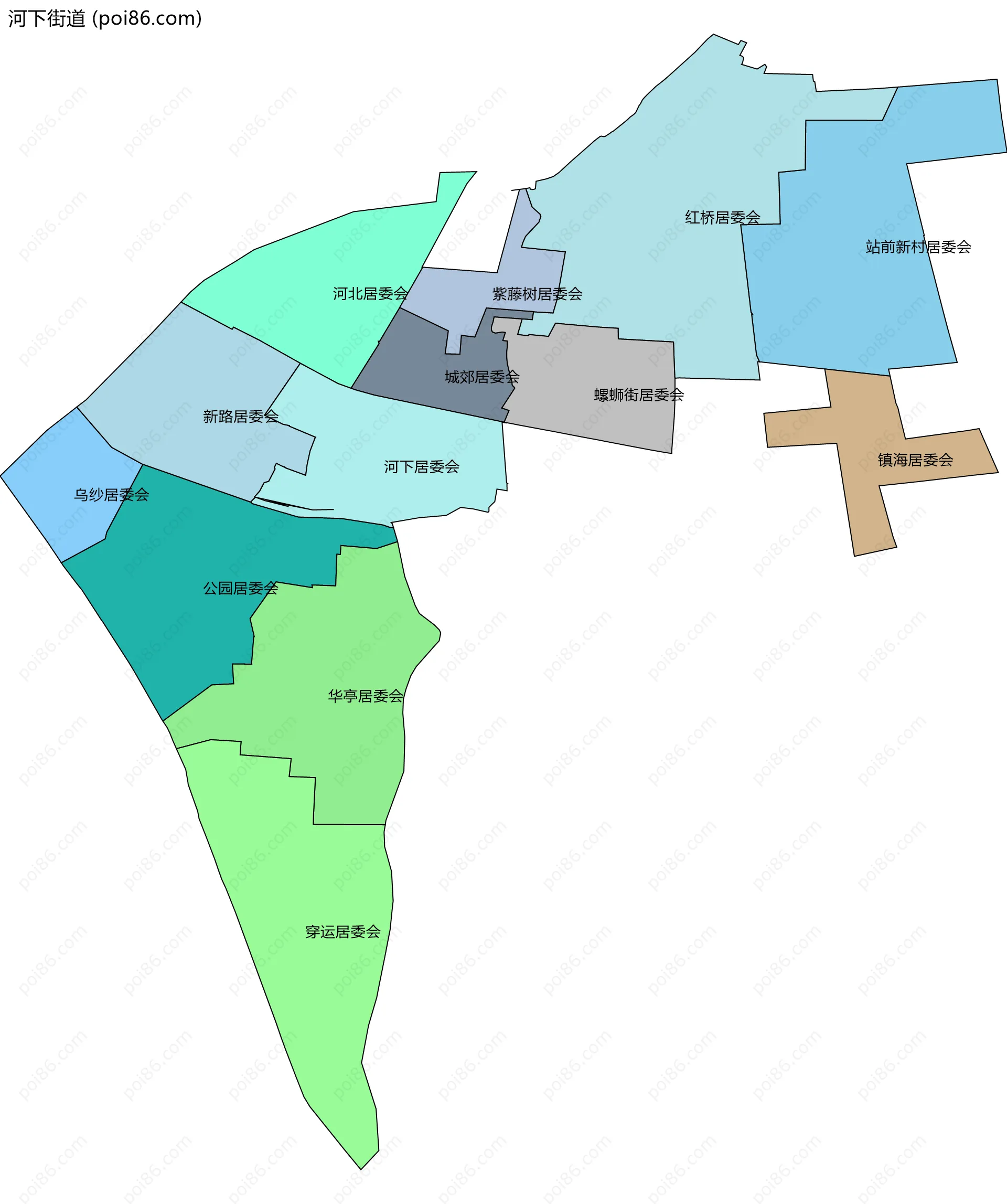 河下街道边界地图(五级行政区划)