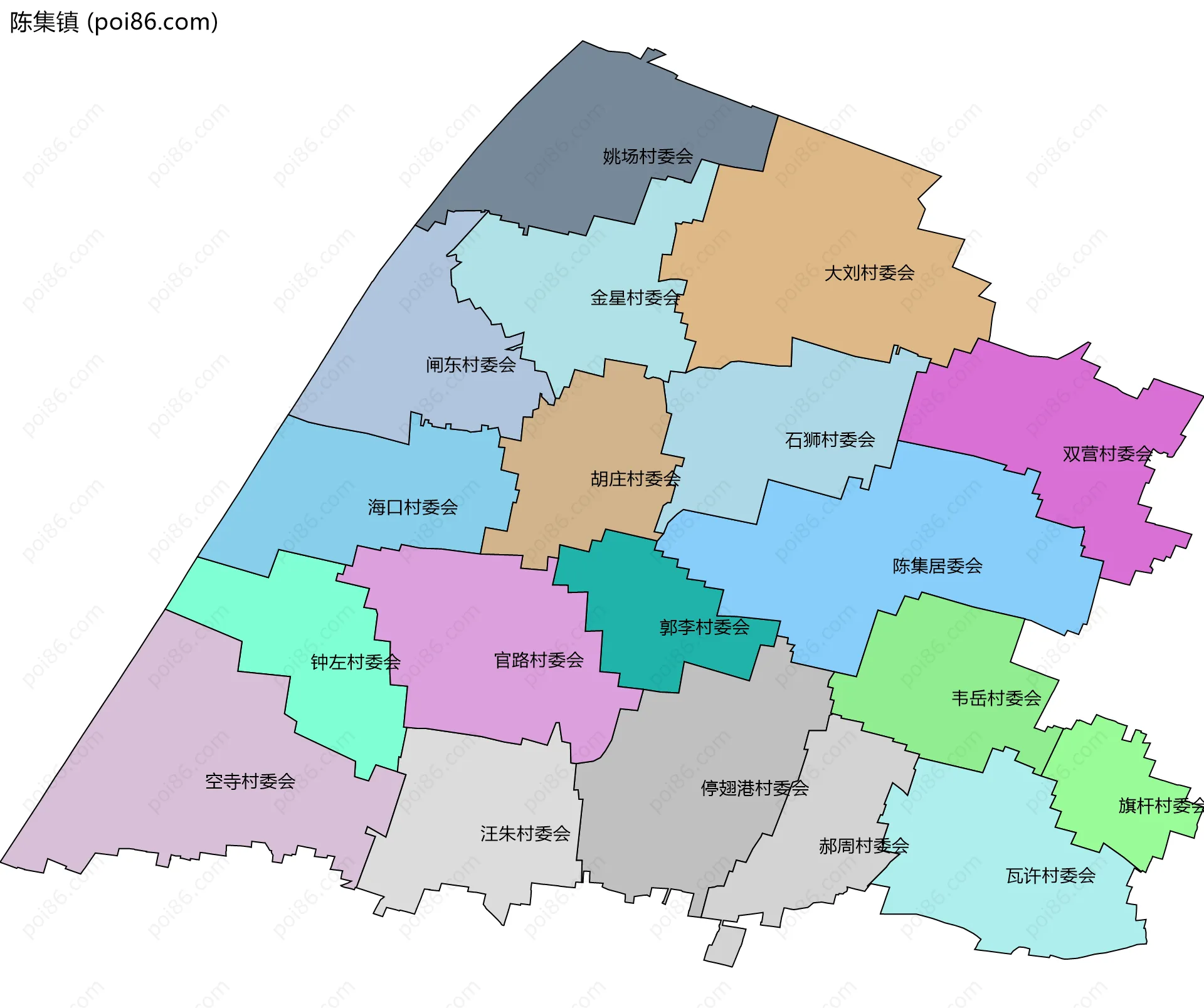 陈集镇边界地图(五级行政区划)