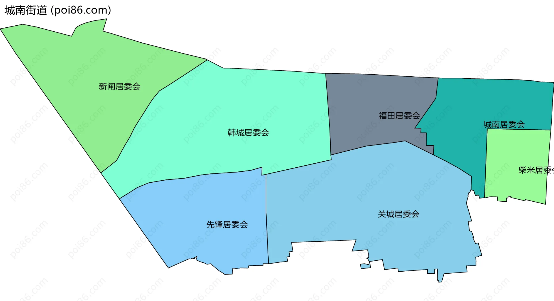 城南街道边界地图(五级行政区划)
