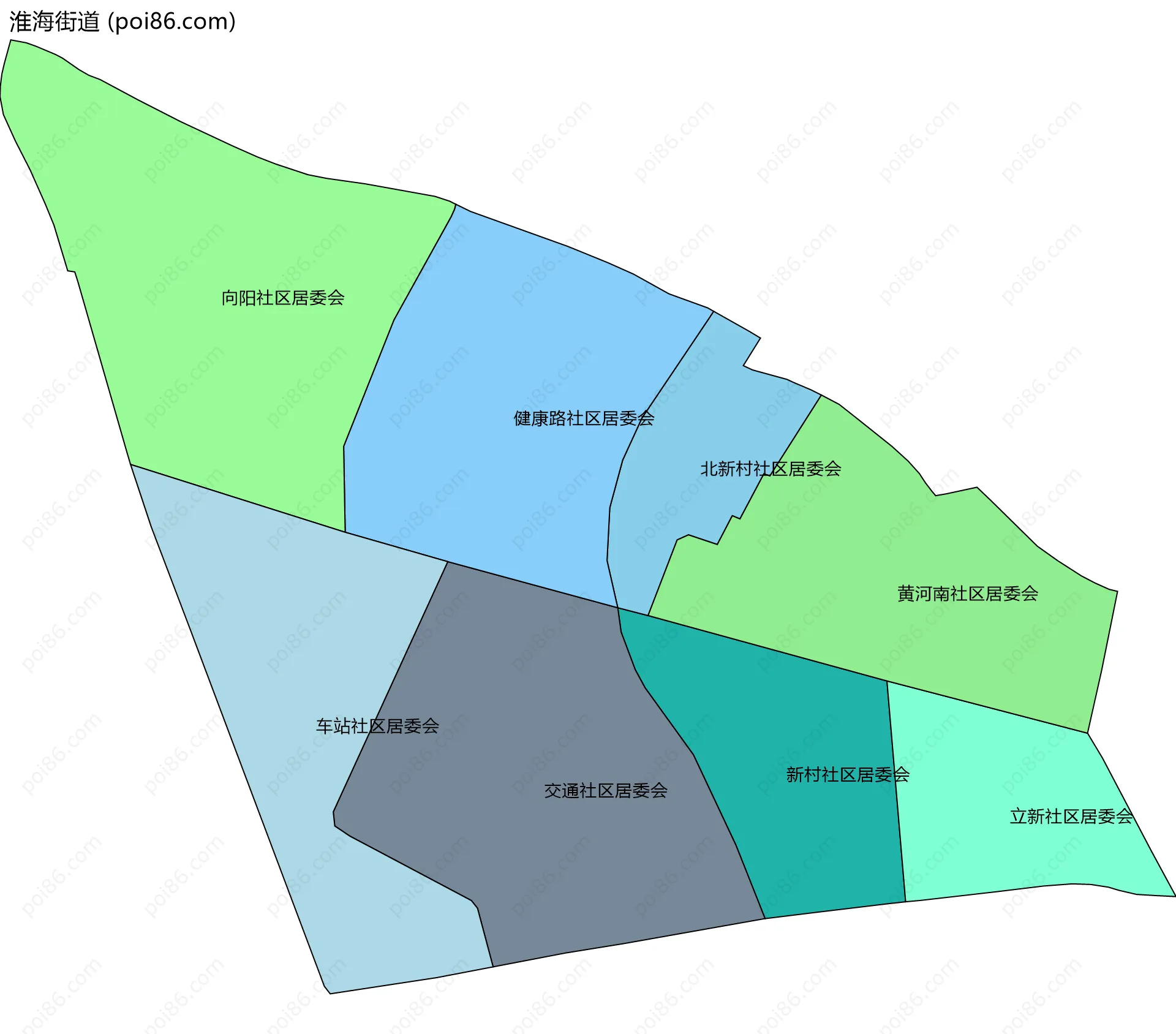 淮海街道边界地图(五级行政区划)