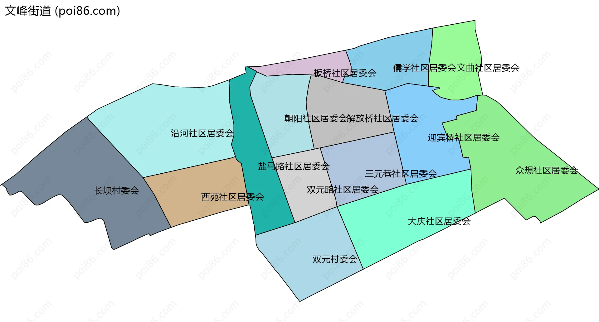 文峰街道边界地图(五级行政区划)