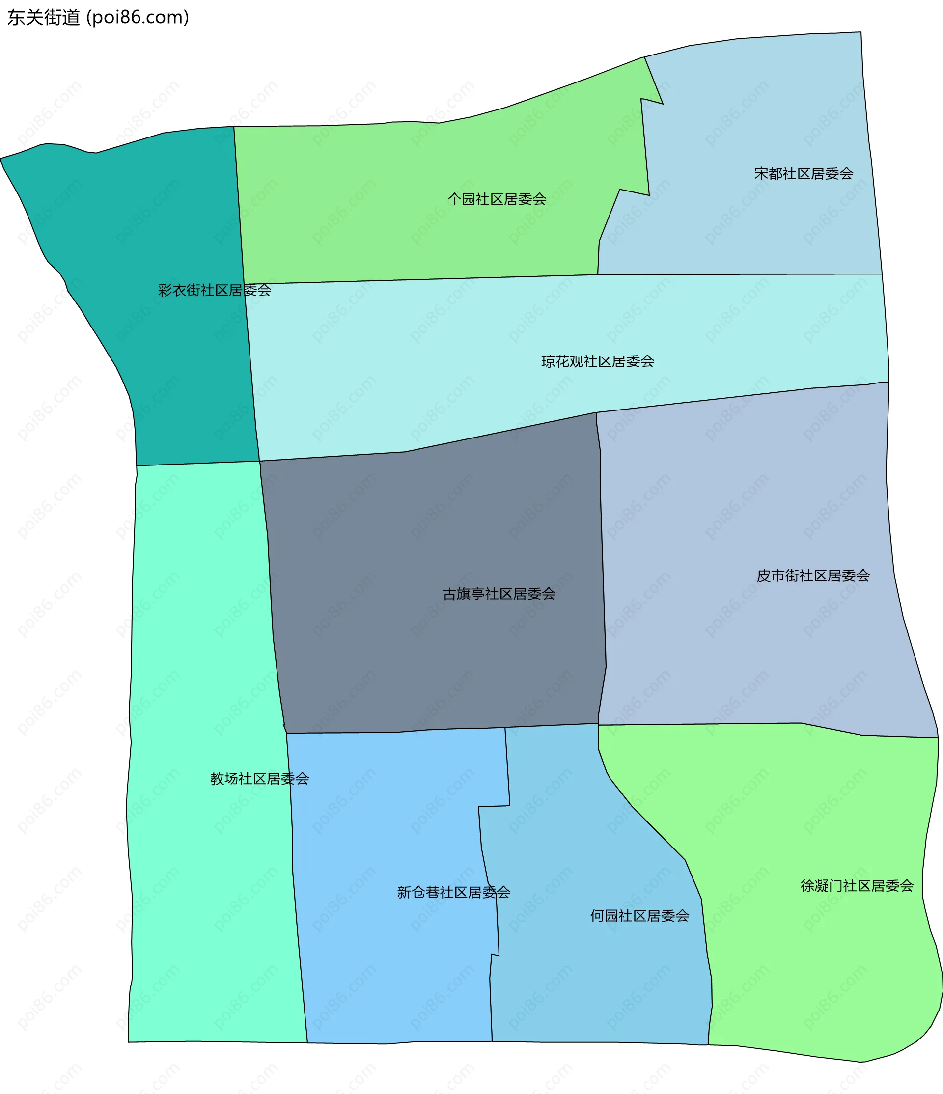 东关街道边界地图(五级行政区划)