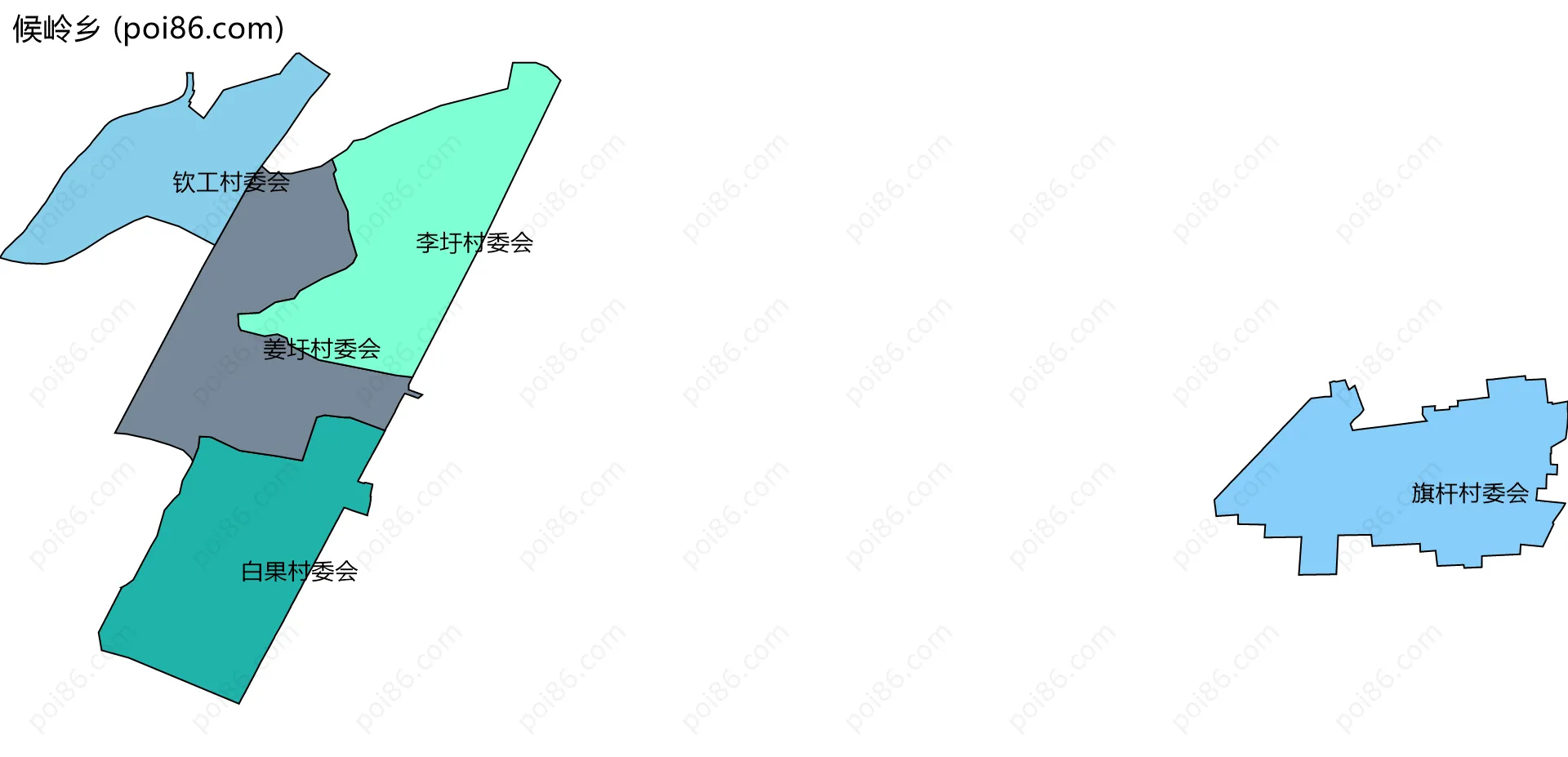 候岭乡边界地图(五级行政区划)