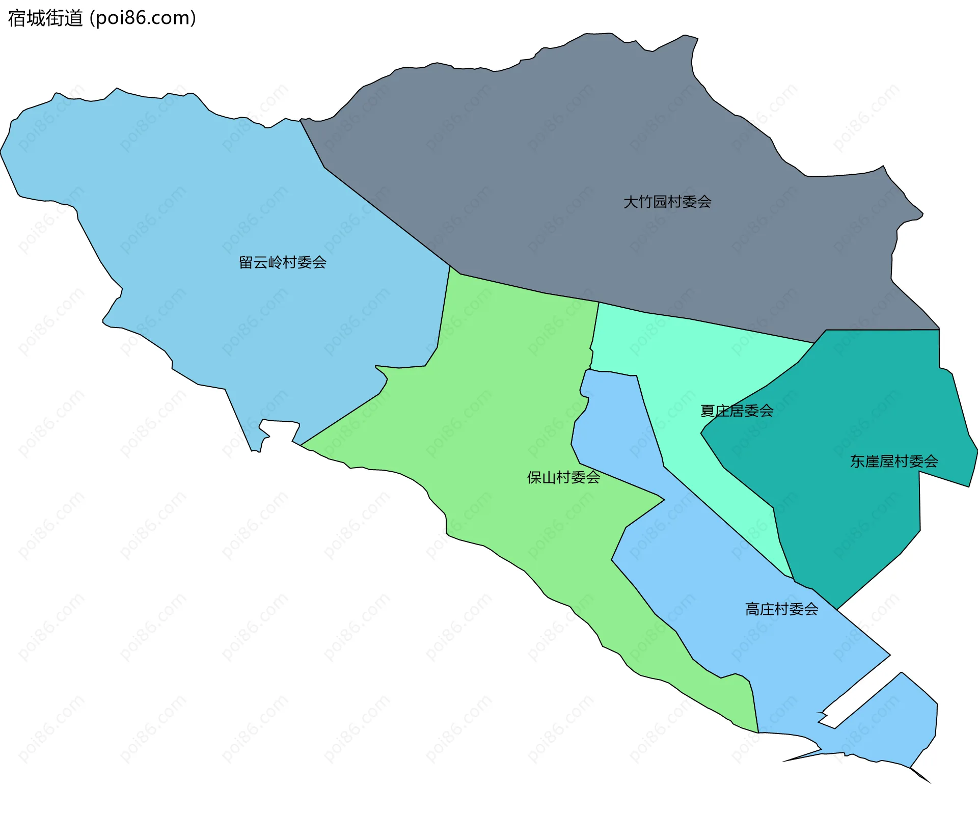 宿城街道边界地图(五级行政区划)