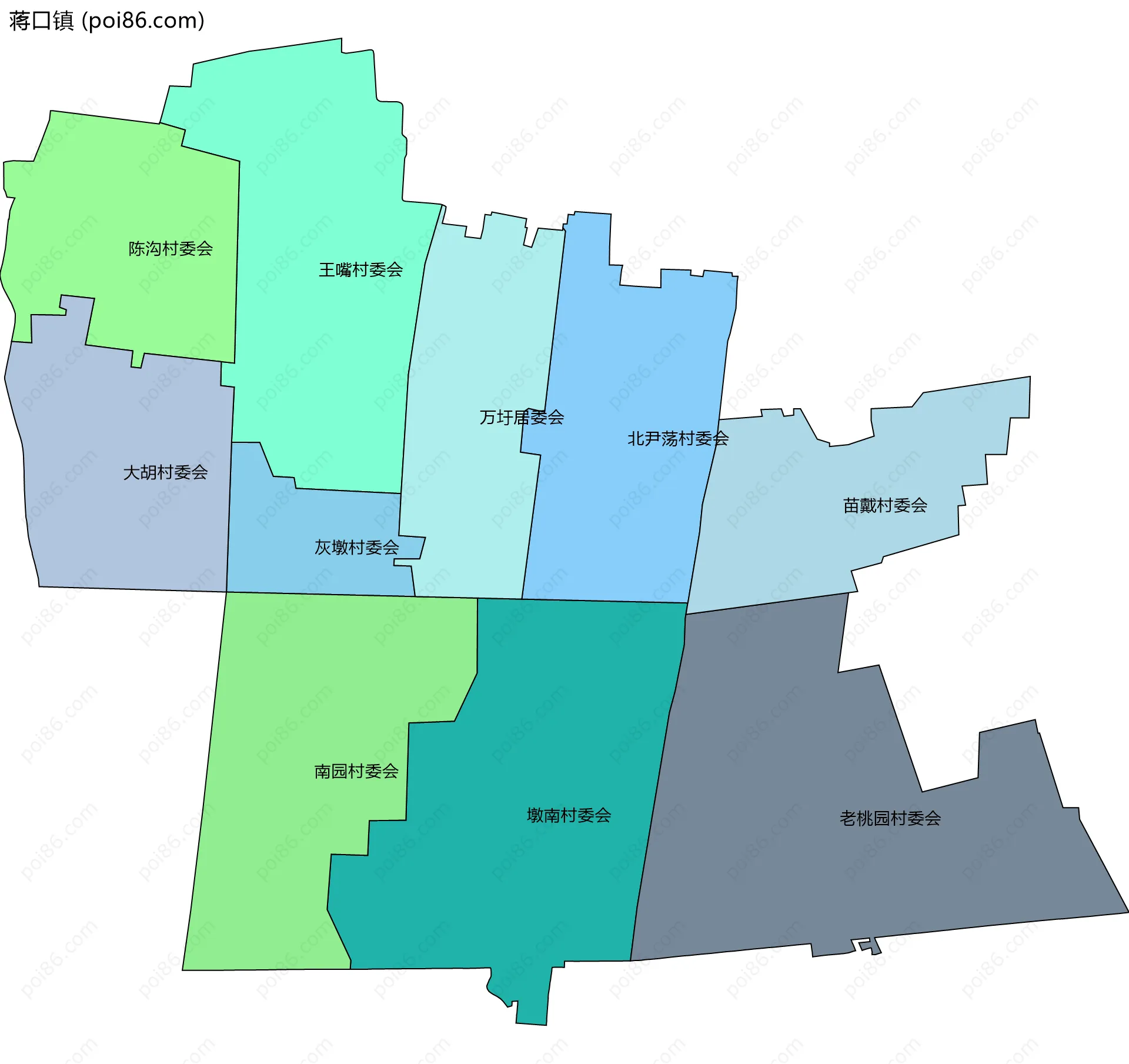 蒋口镇边界地图(五级行政区划)