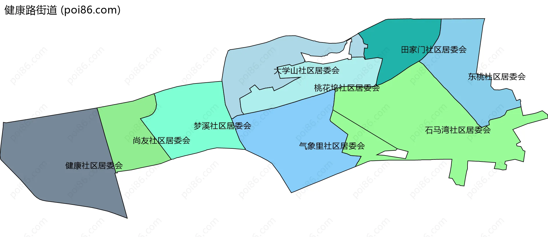 健康路街道边界地图(五级行政区划)