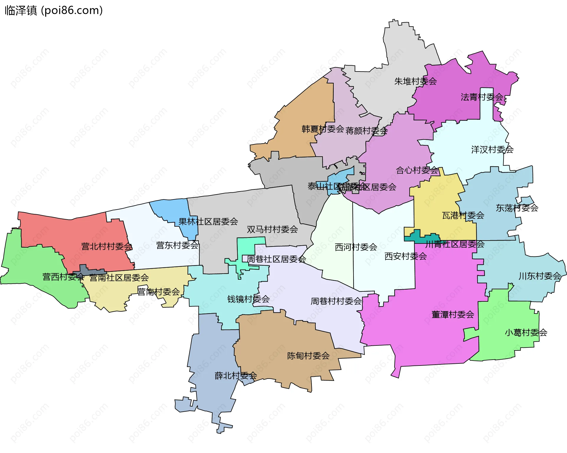 临泽镇边界地图(五级行政区划)