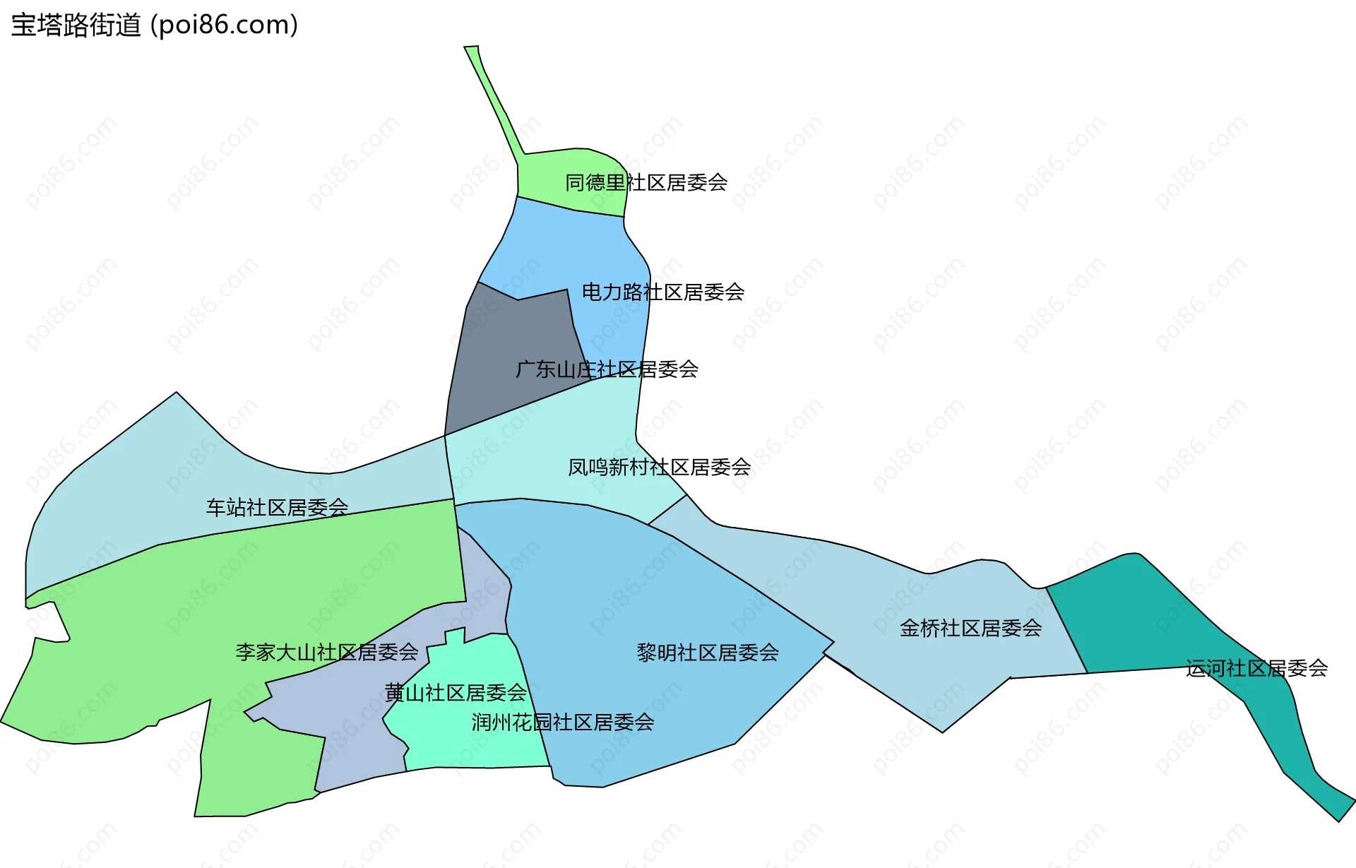 宝塔路街道边界地图(五级行政区划)
