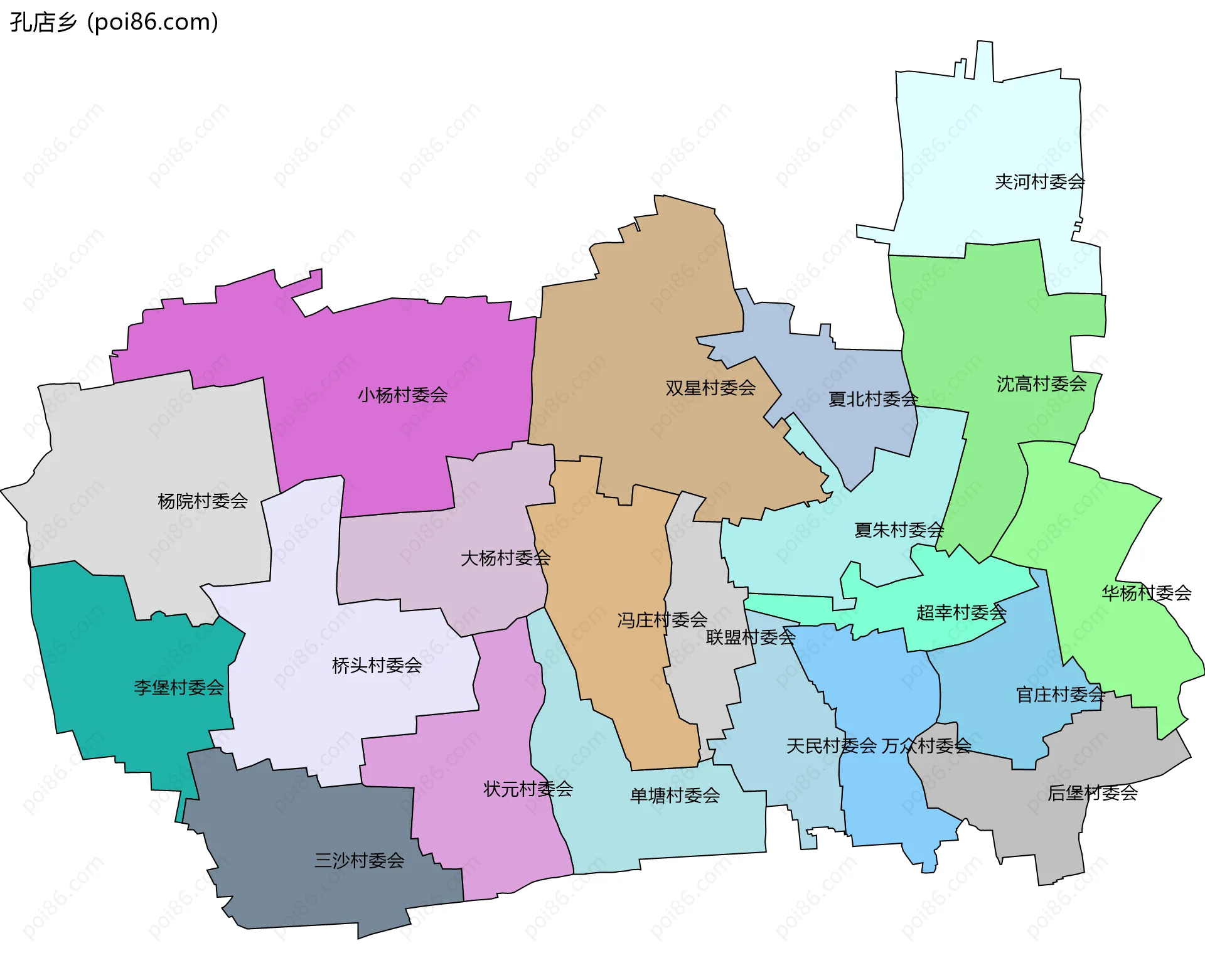 孔店乡边界地图(五级行政区划)