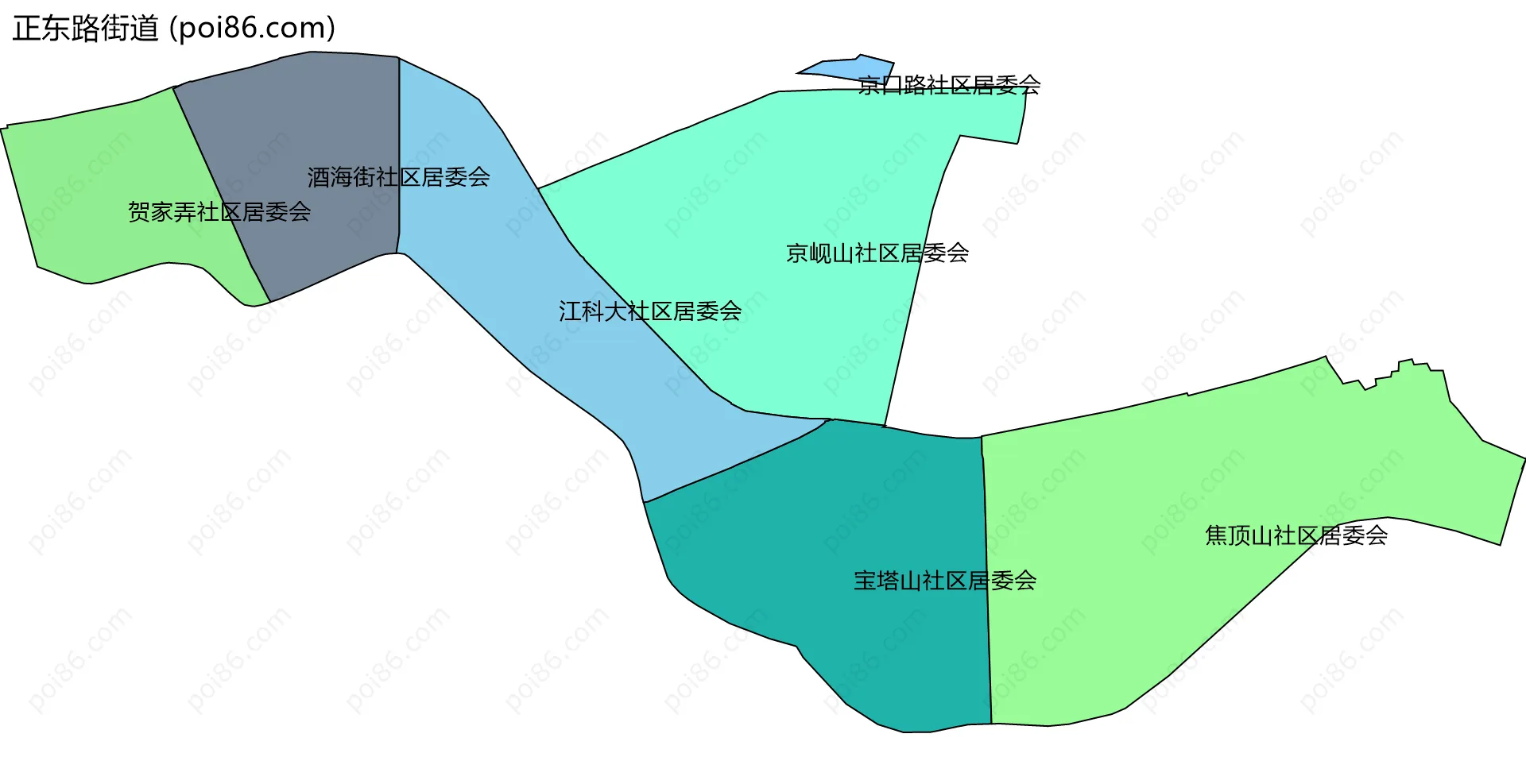 正东路街道边界地图(五级行政区划)