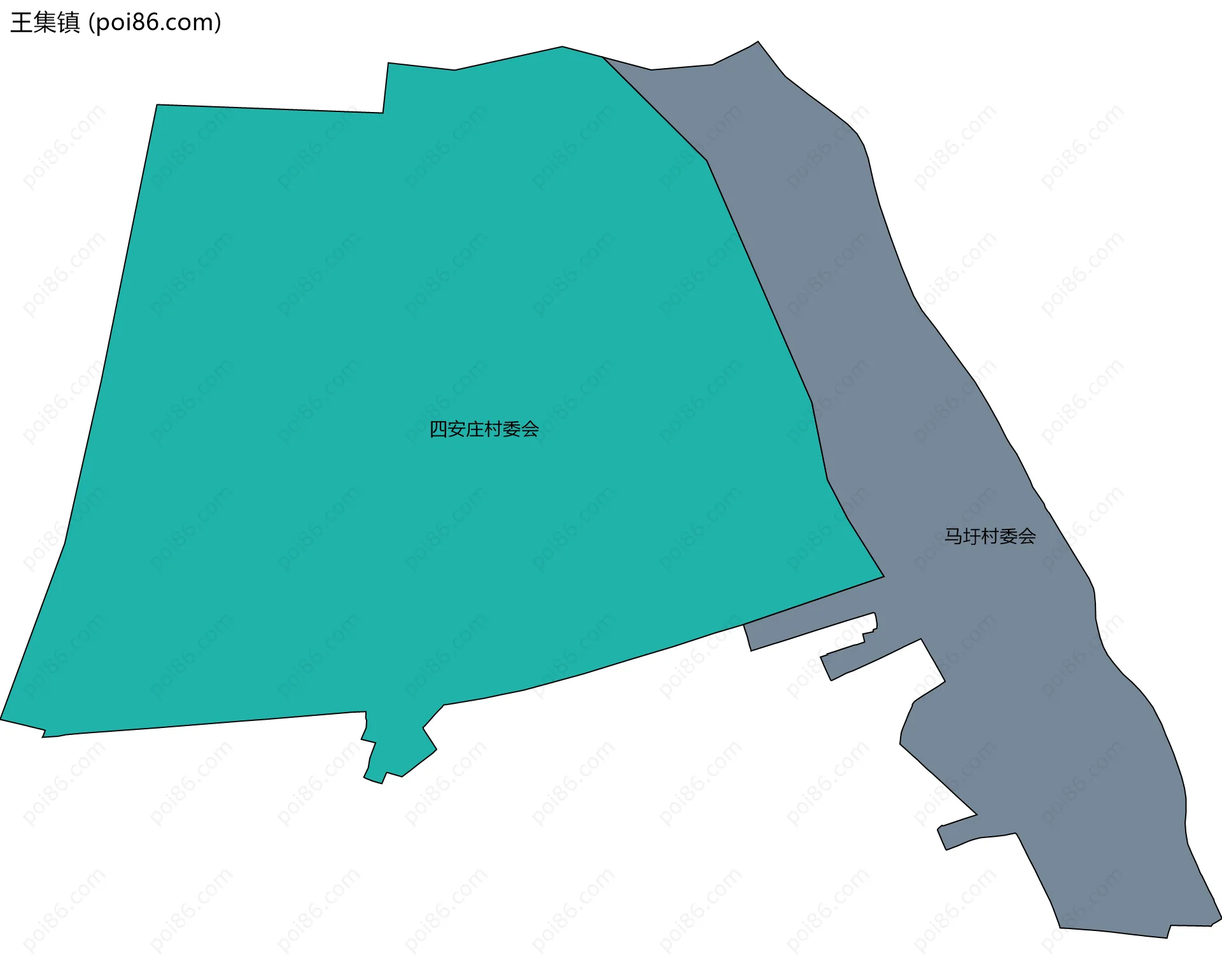 王集镇边界地图(五级行政区划)