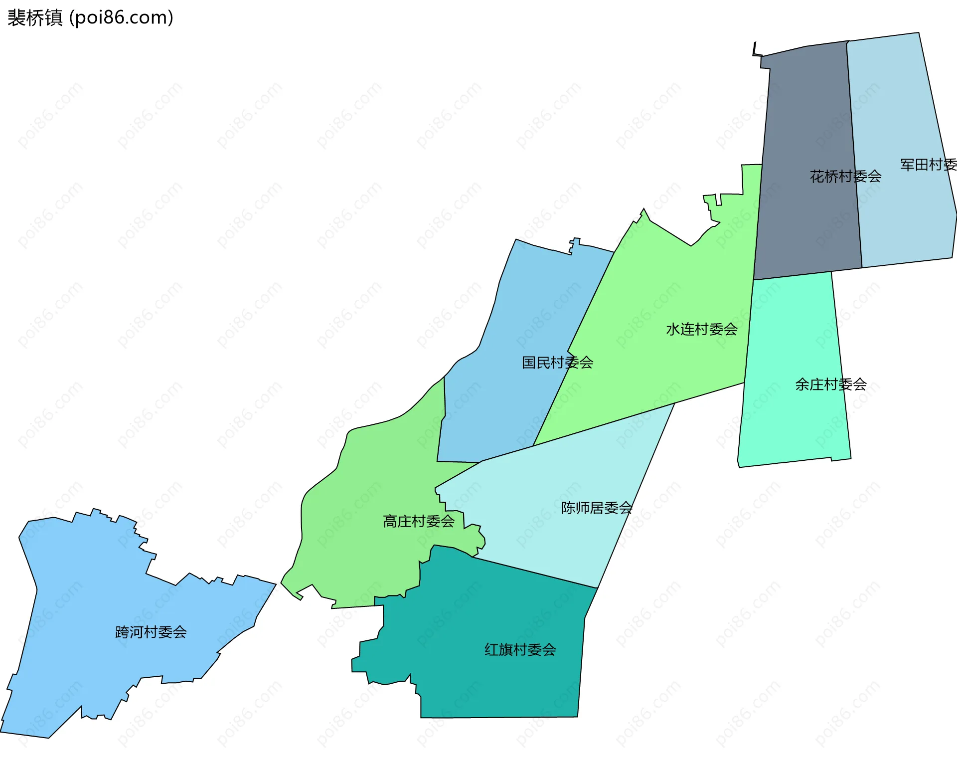 裴桥镇边界地图(五级行政区划)