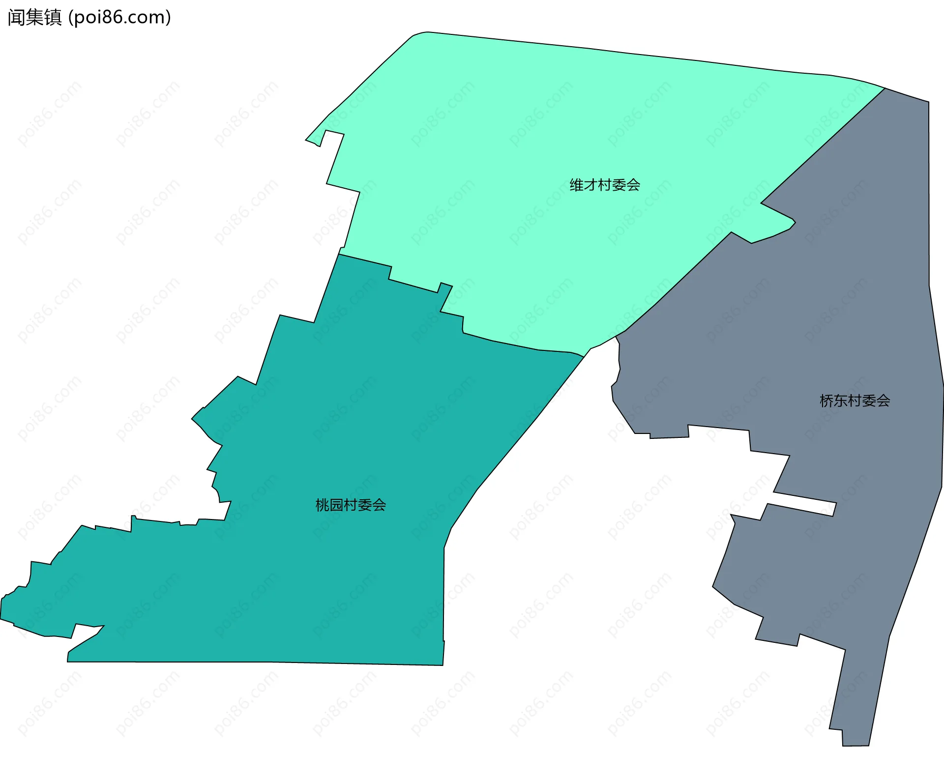 闻集镇边界地图(五级行政区划)