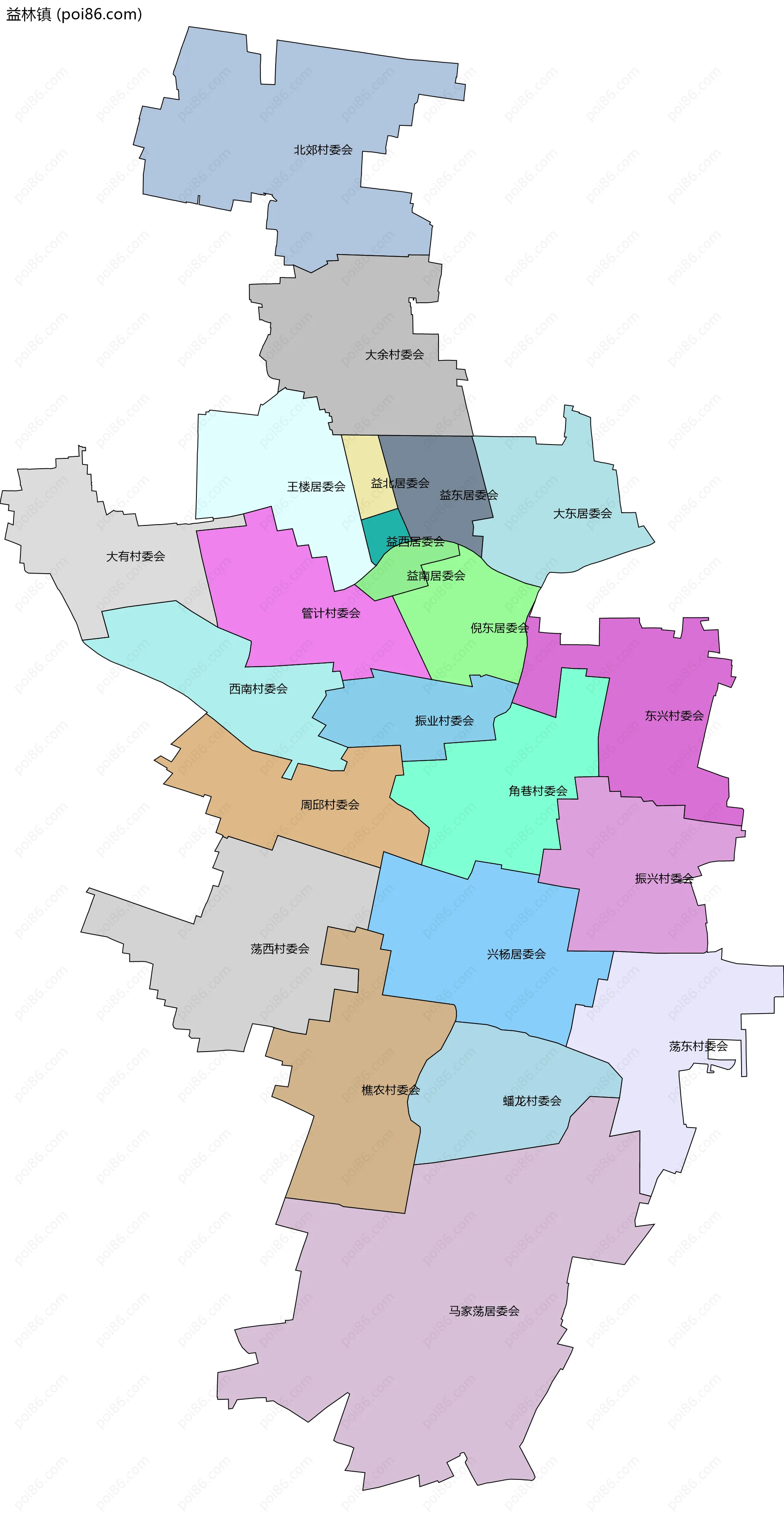 益林镇边界地图(五级行政区划)