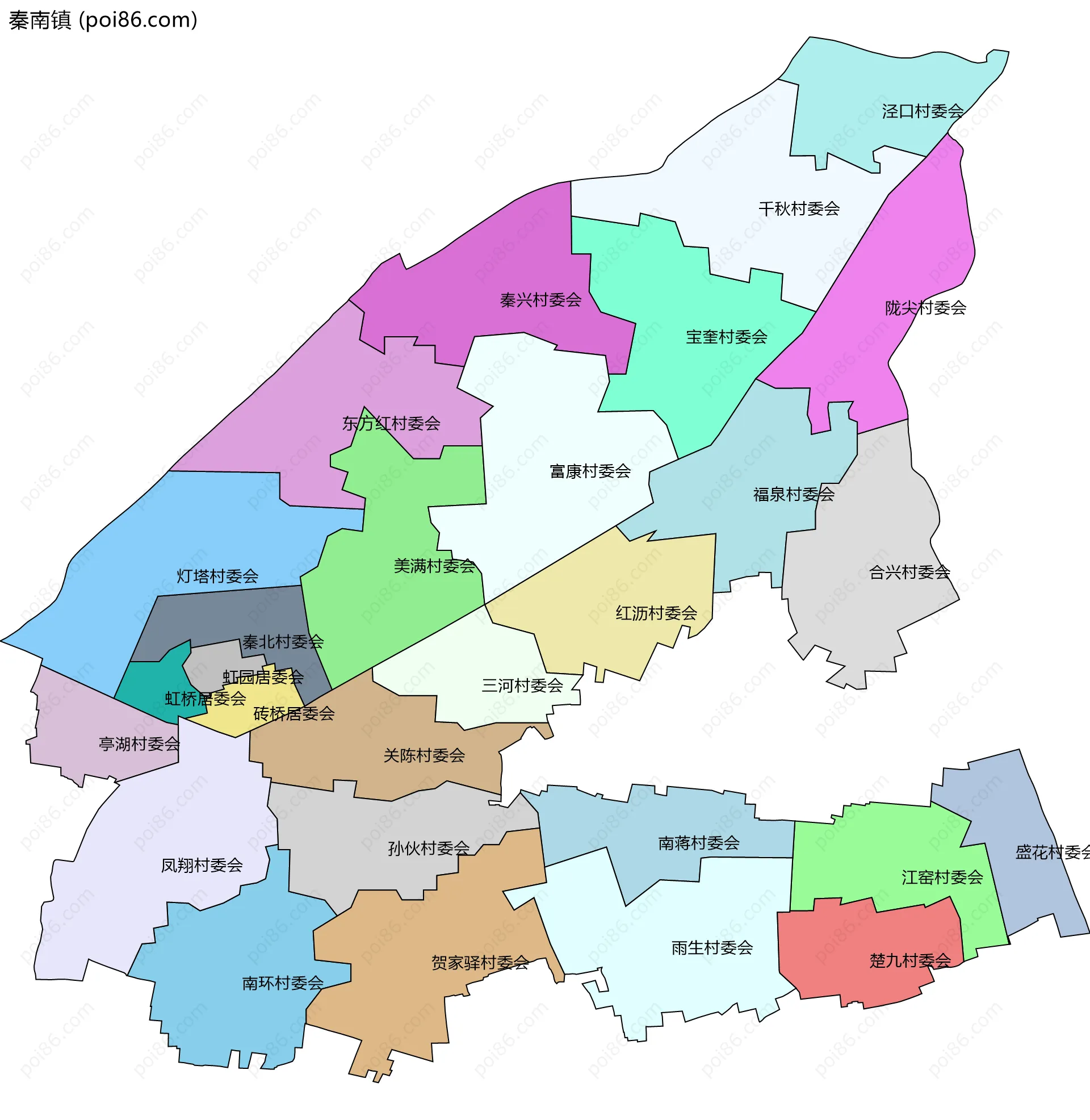 秦南镇边界地图(五级行政区划)