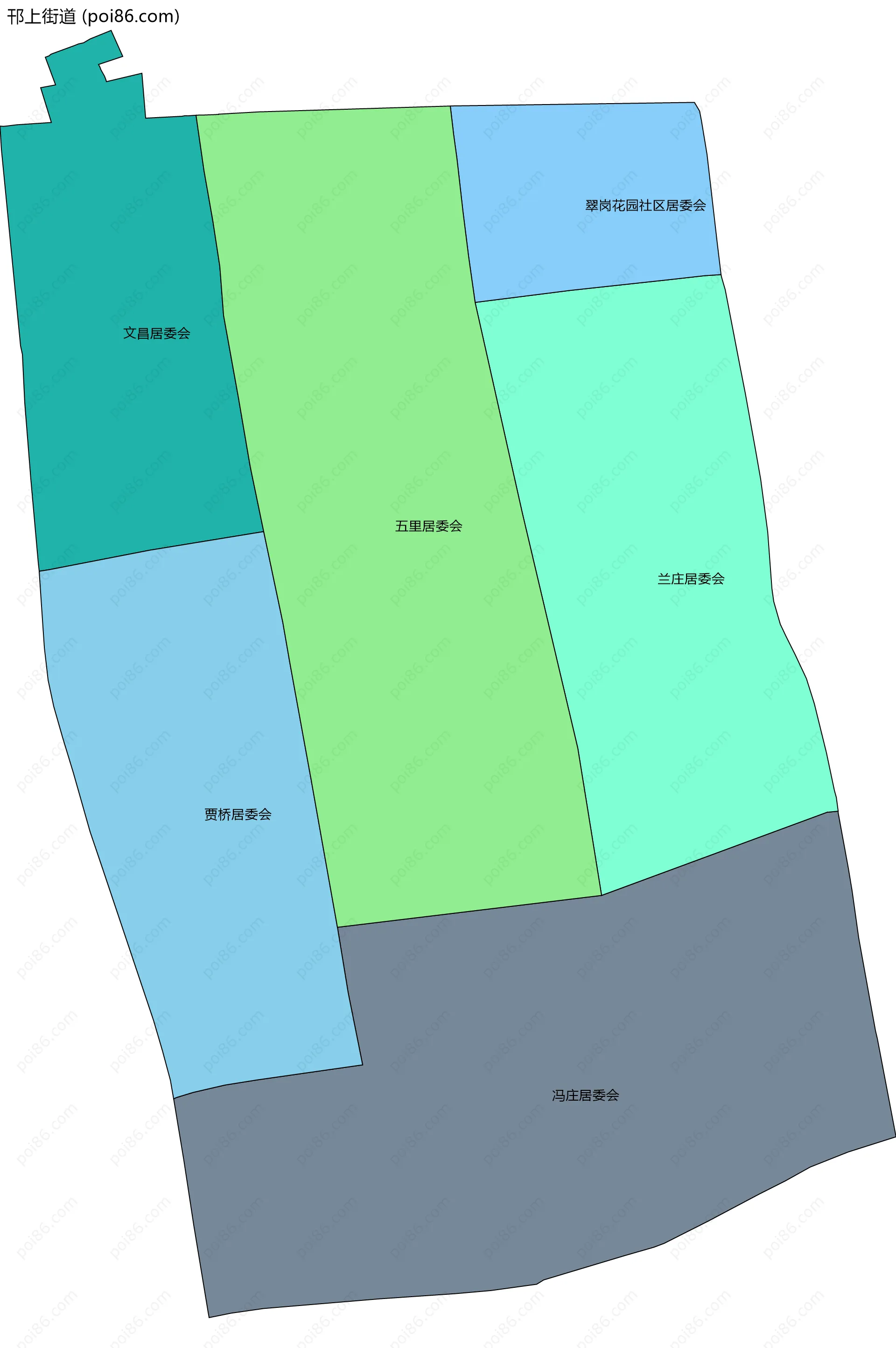 邗上街道边界地图(五级行政区划)