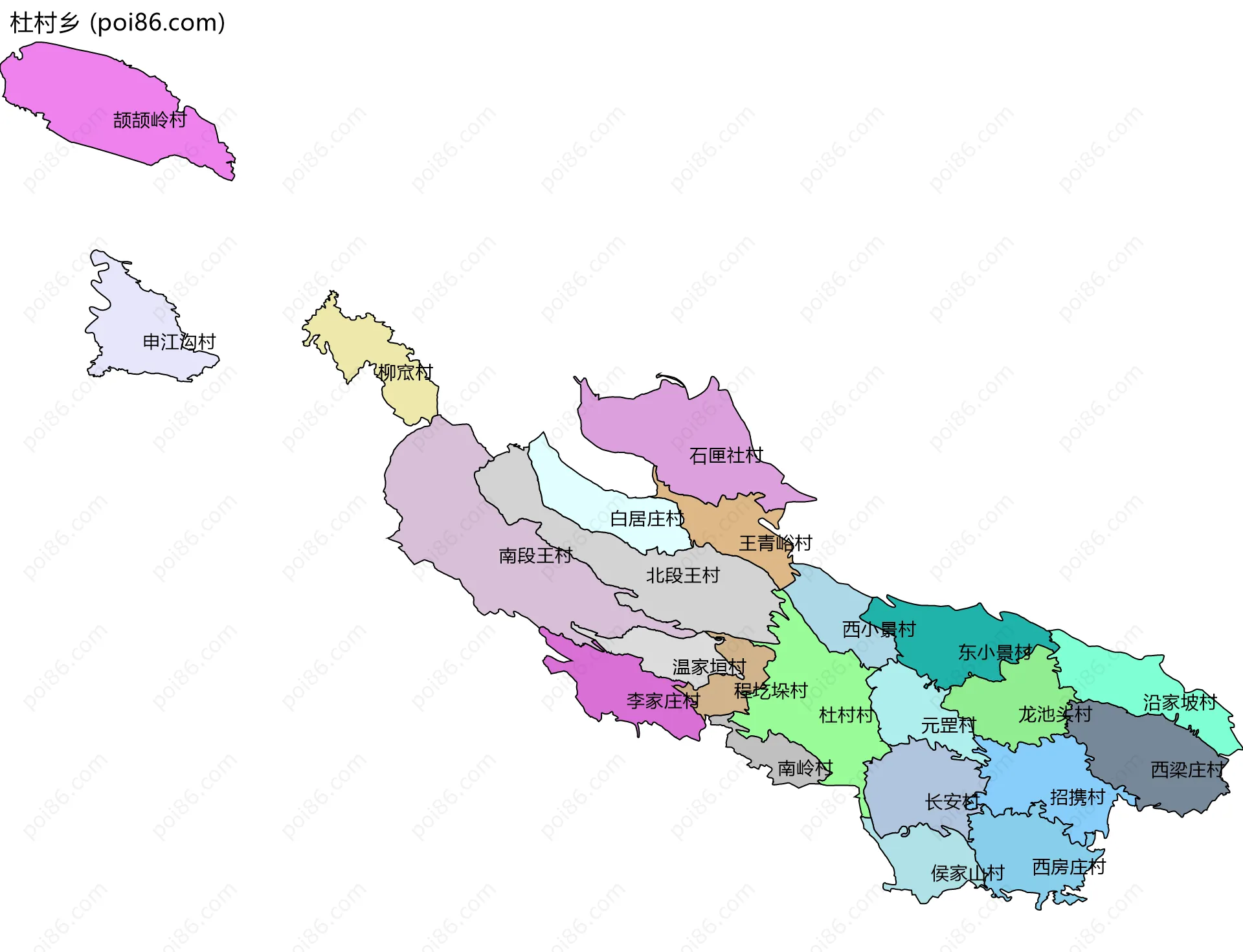杜村乡边界地图(五级行政区划)
