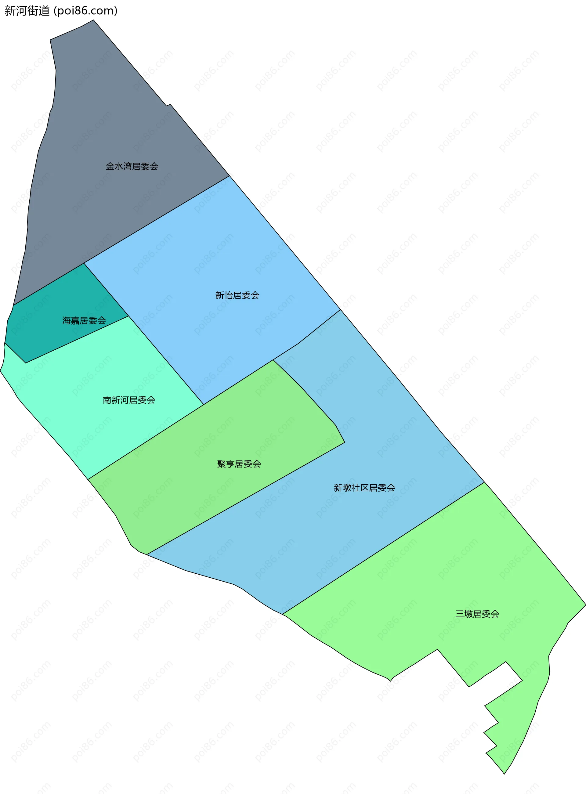 新河街道边界地图(五级行政区划)