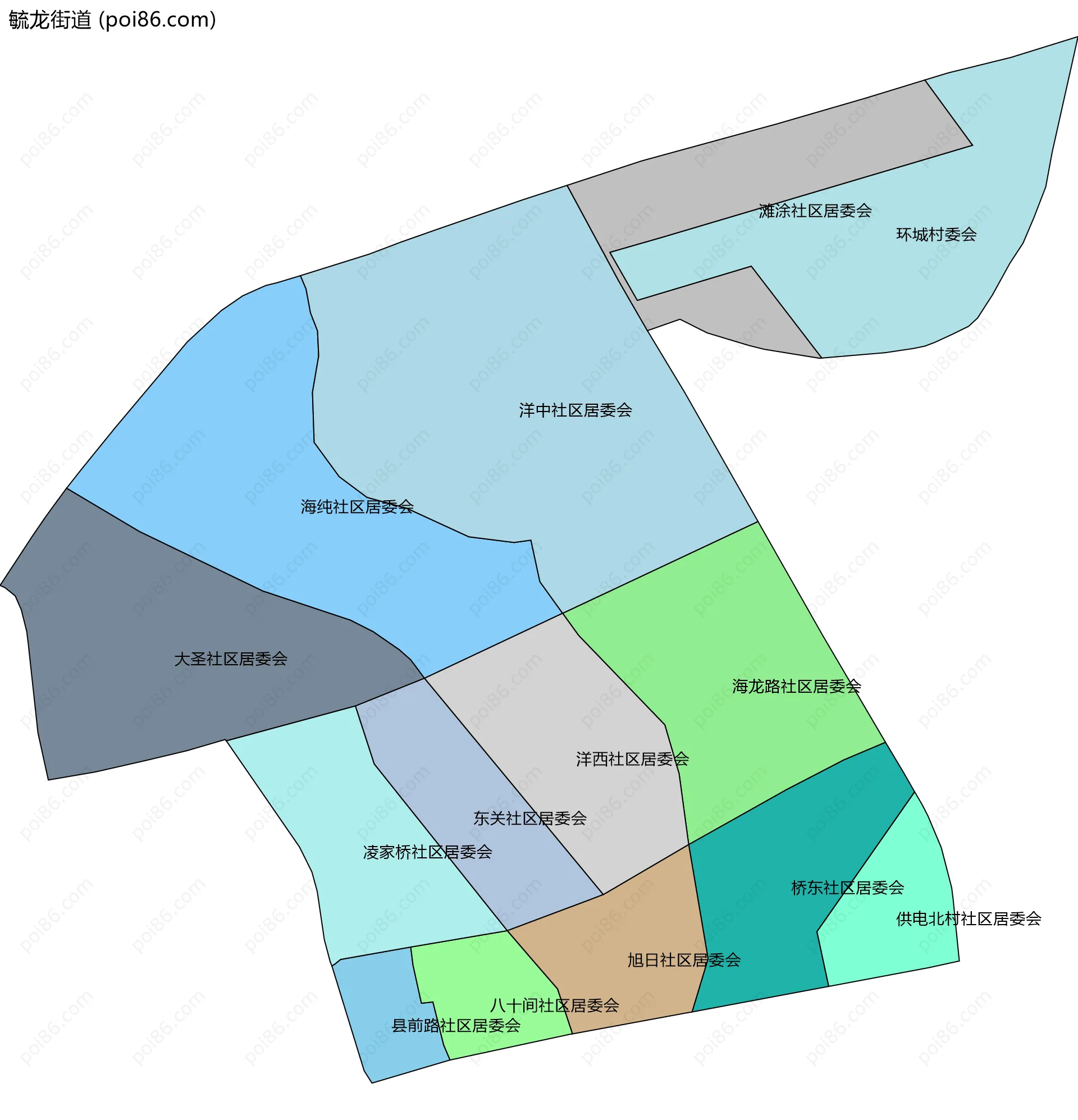 毓龙街道边界地图(五级行政区划)