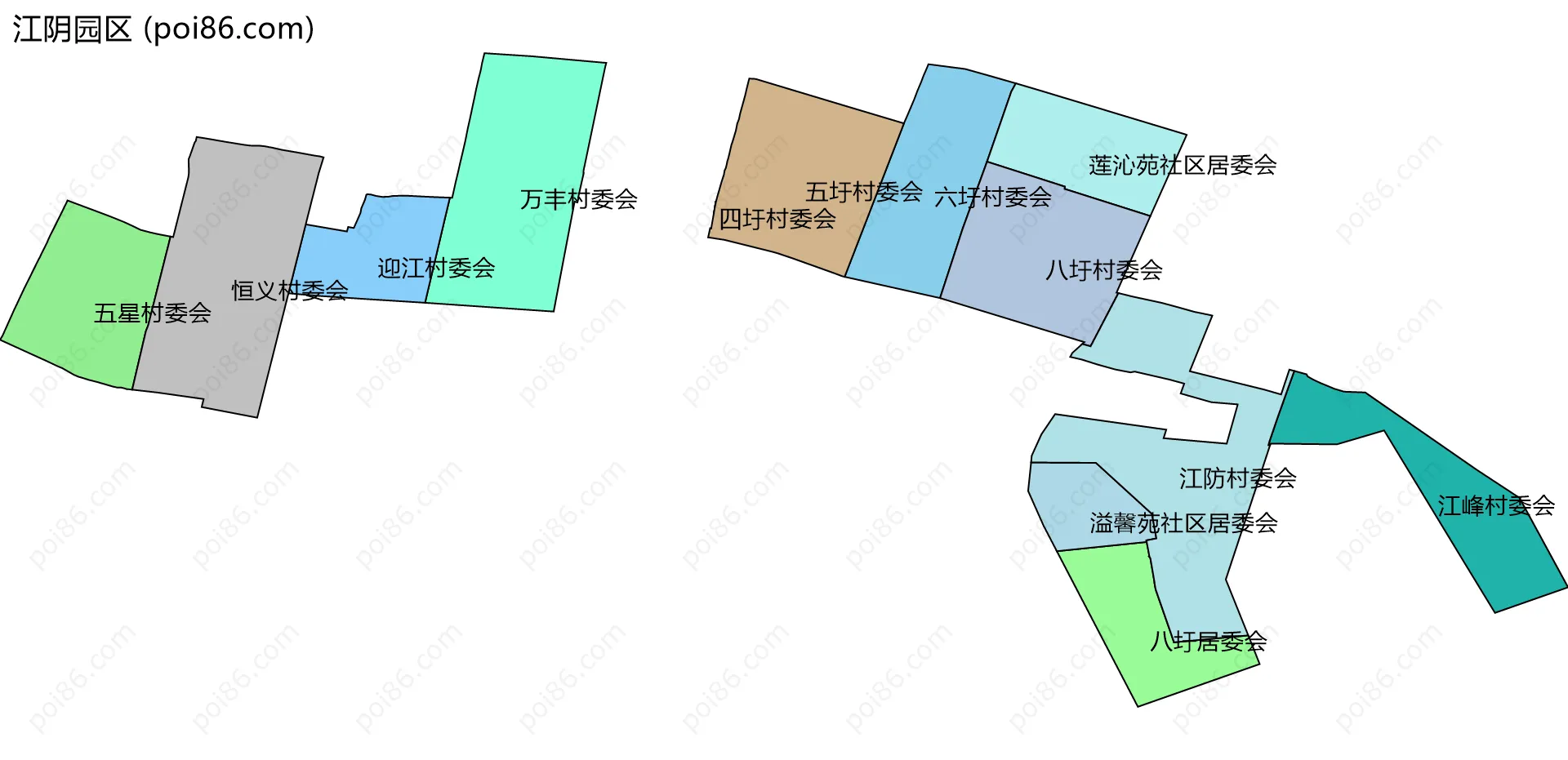 江阴园区边界地图(五级行政区划)