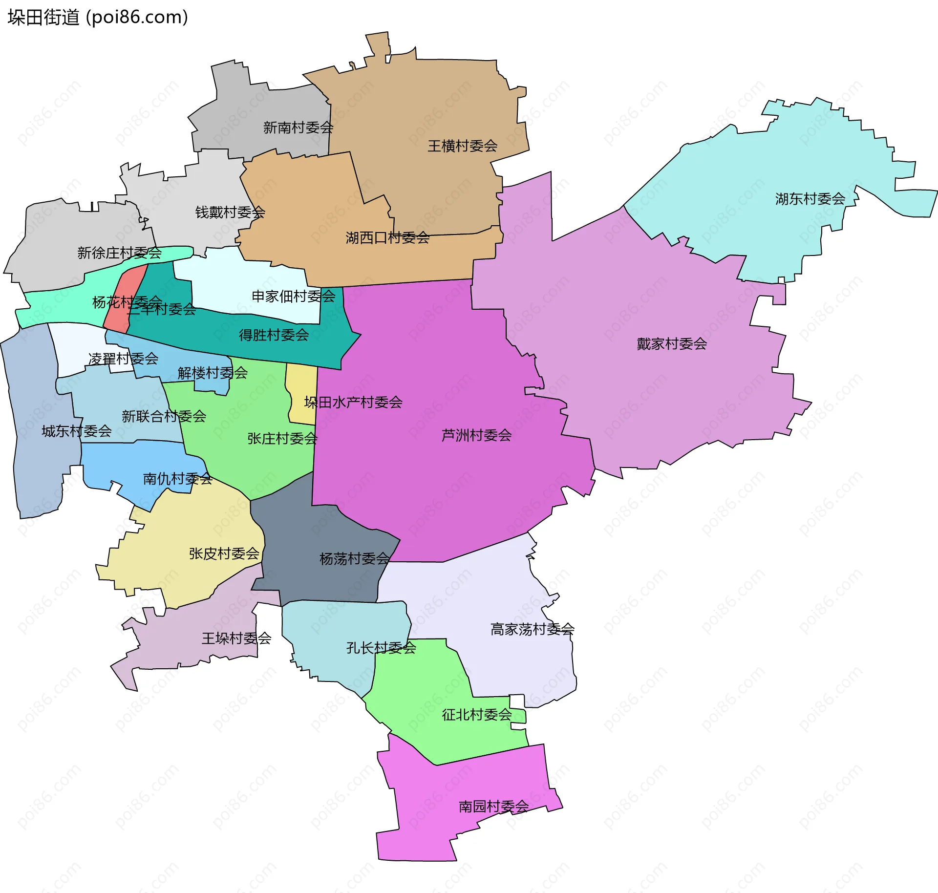 垛田街道边界地图(五级行政区划)