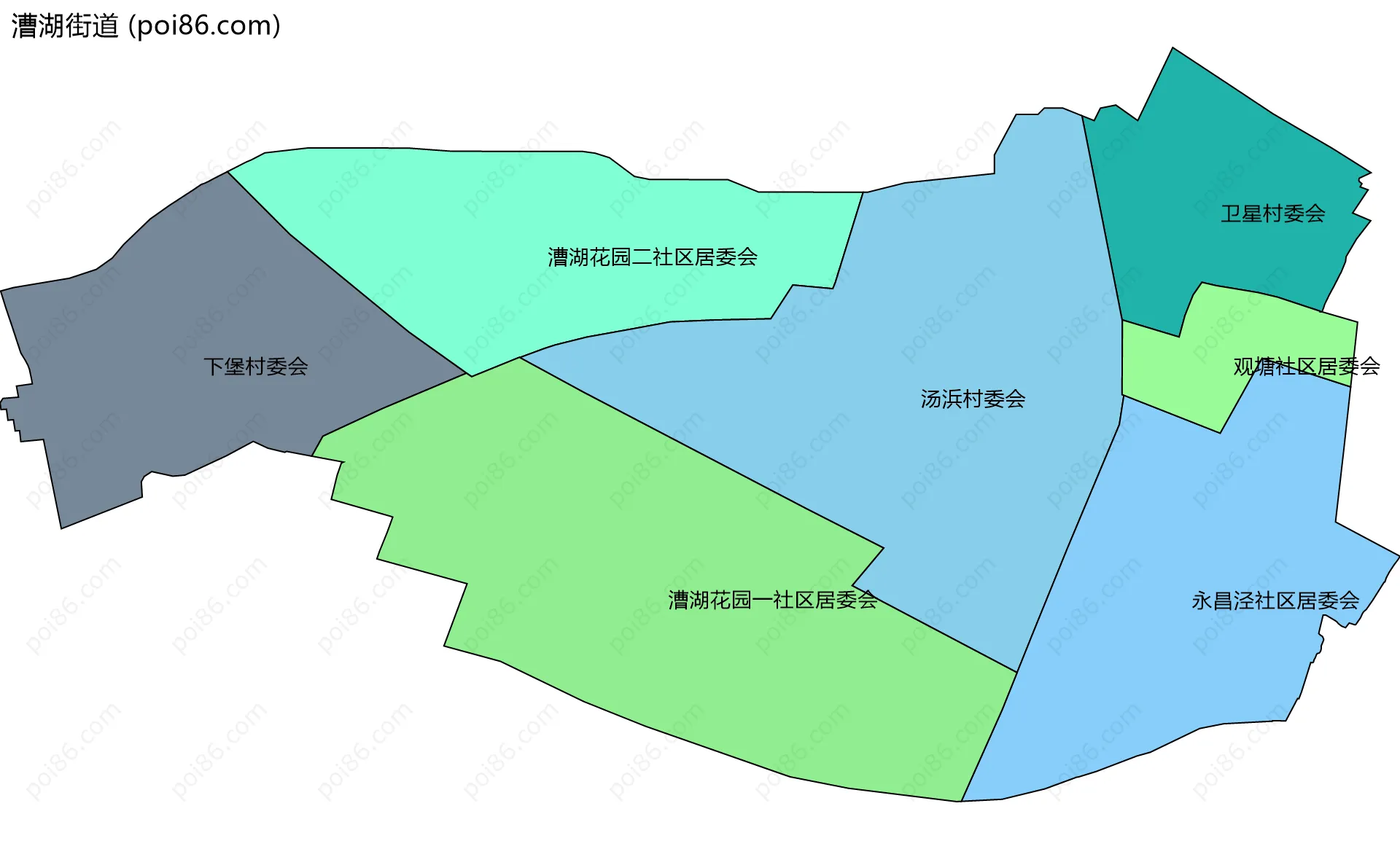 漕湖街道边界地图(五级行政区划)