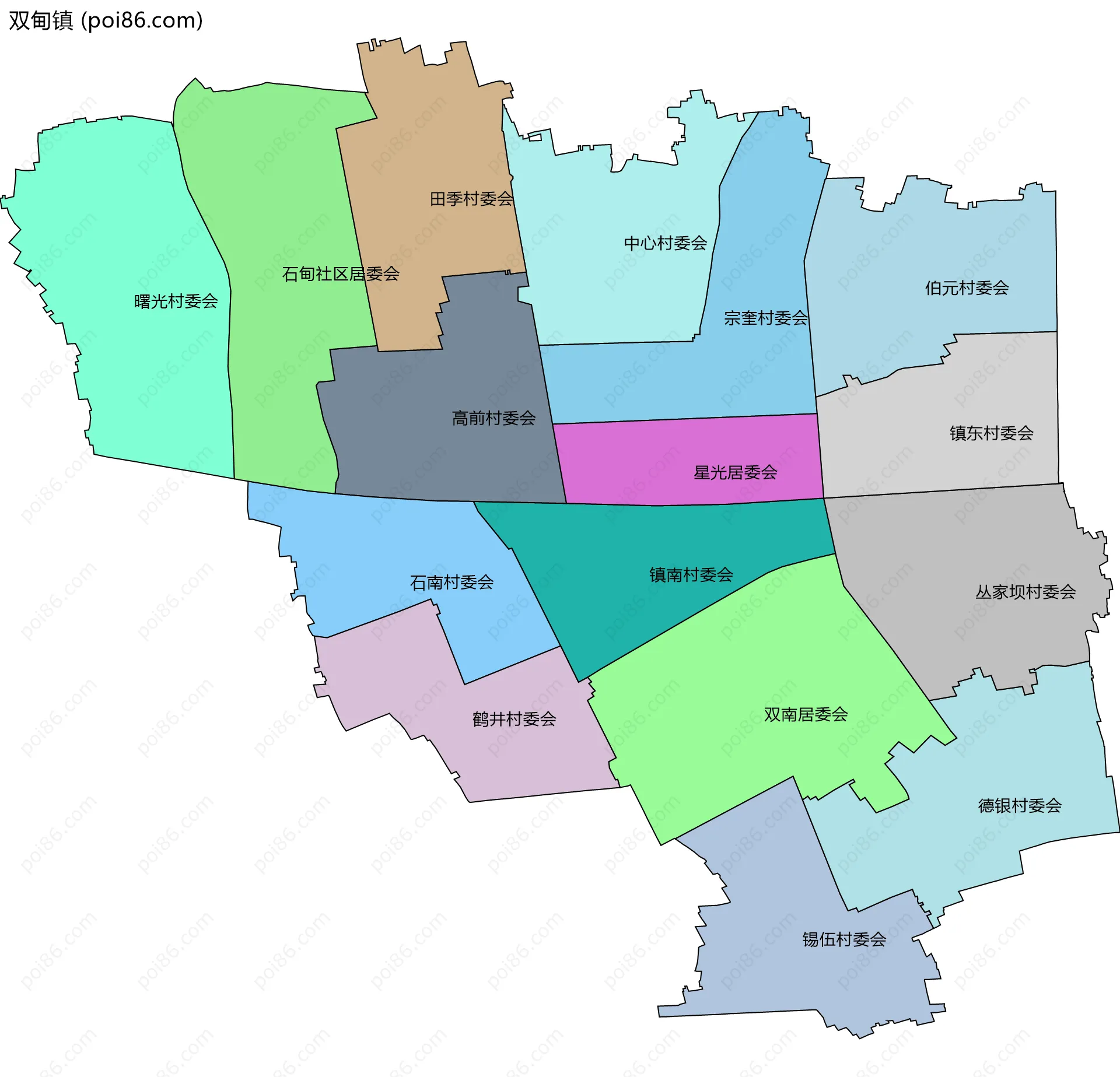 双甸镇边界地图(五级行政区划)