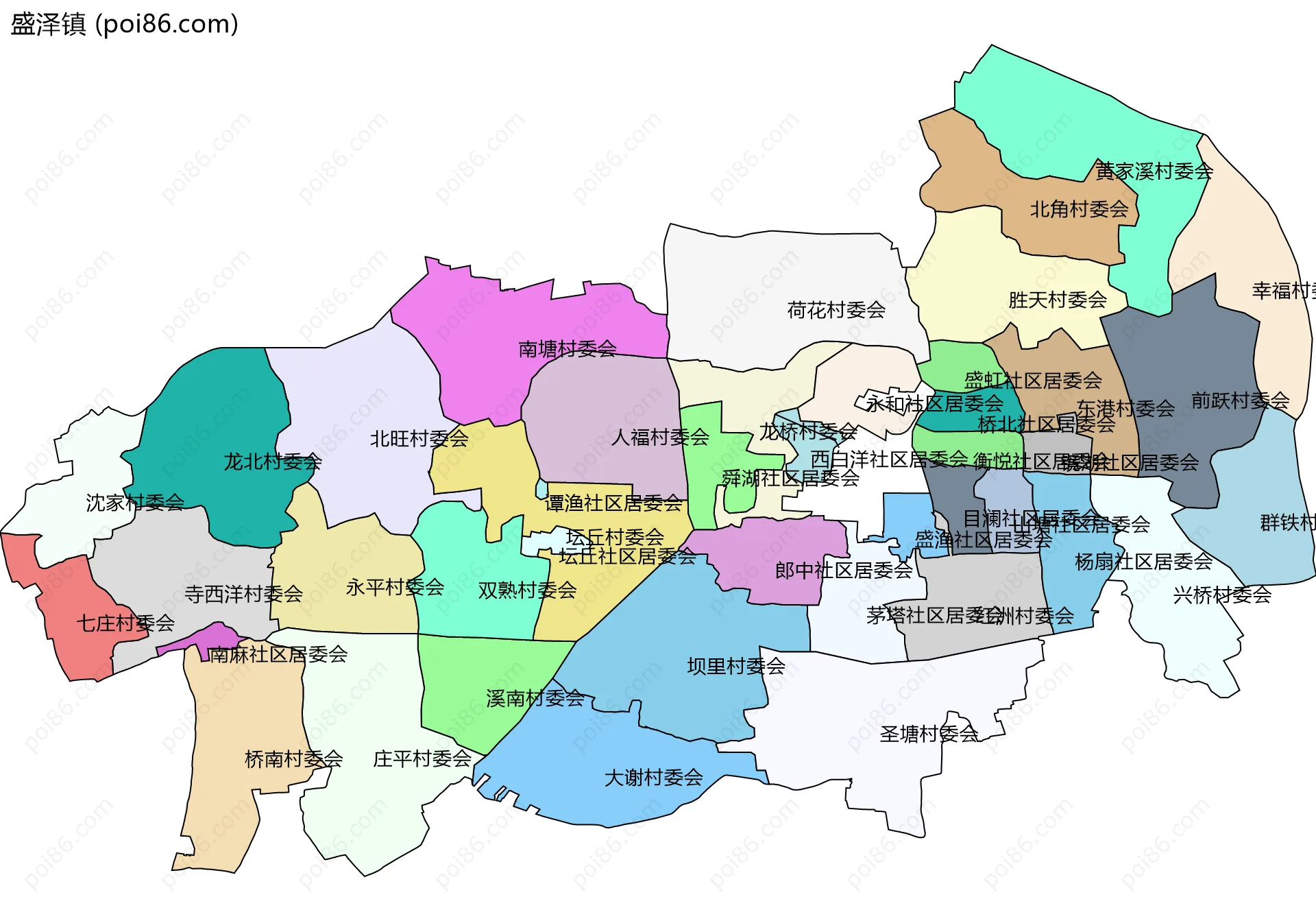 盛泽镇边界地图(五级行政区划)