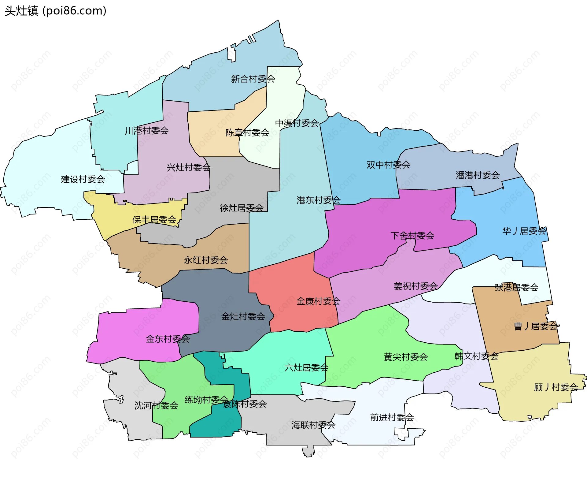 头灶镇边界地图(五级行政区划)