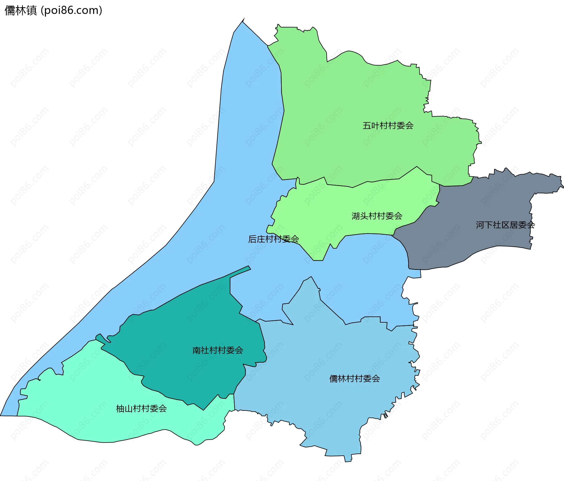 儒林镇边界地图(五级行政区划)