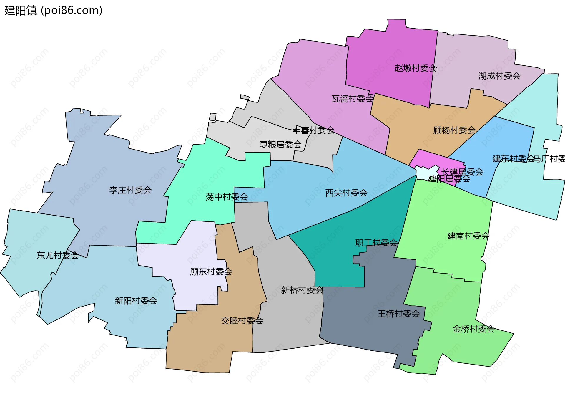 建阳镇边界地图(五级行政区划)