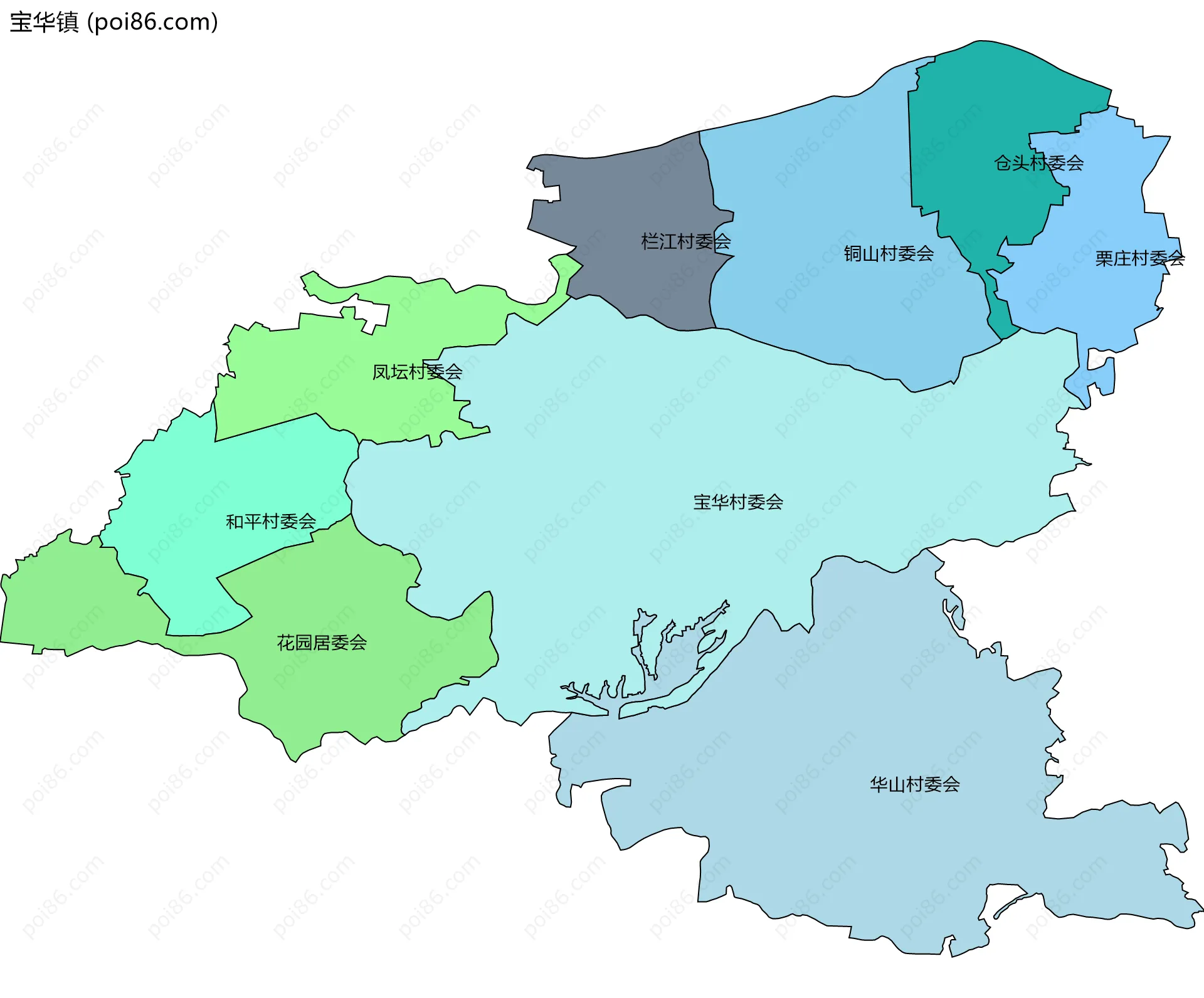 宝华镇边界地图(五级行政区划)