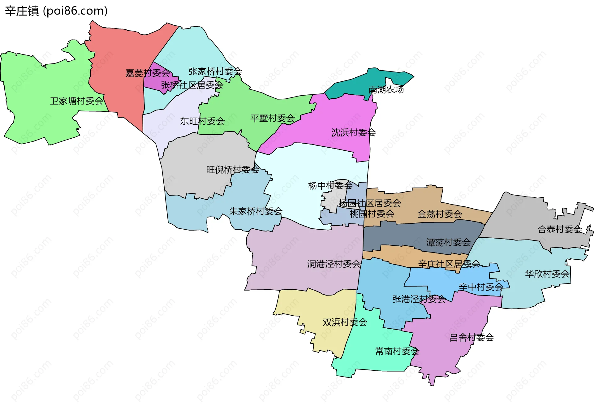 辛庄镇边界地图(五级行政区划)