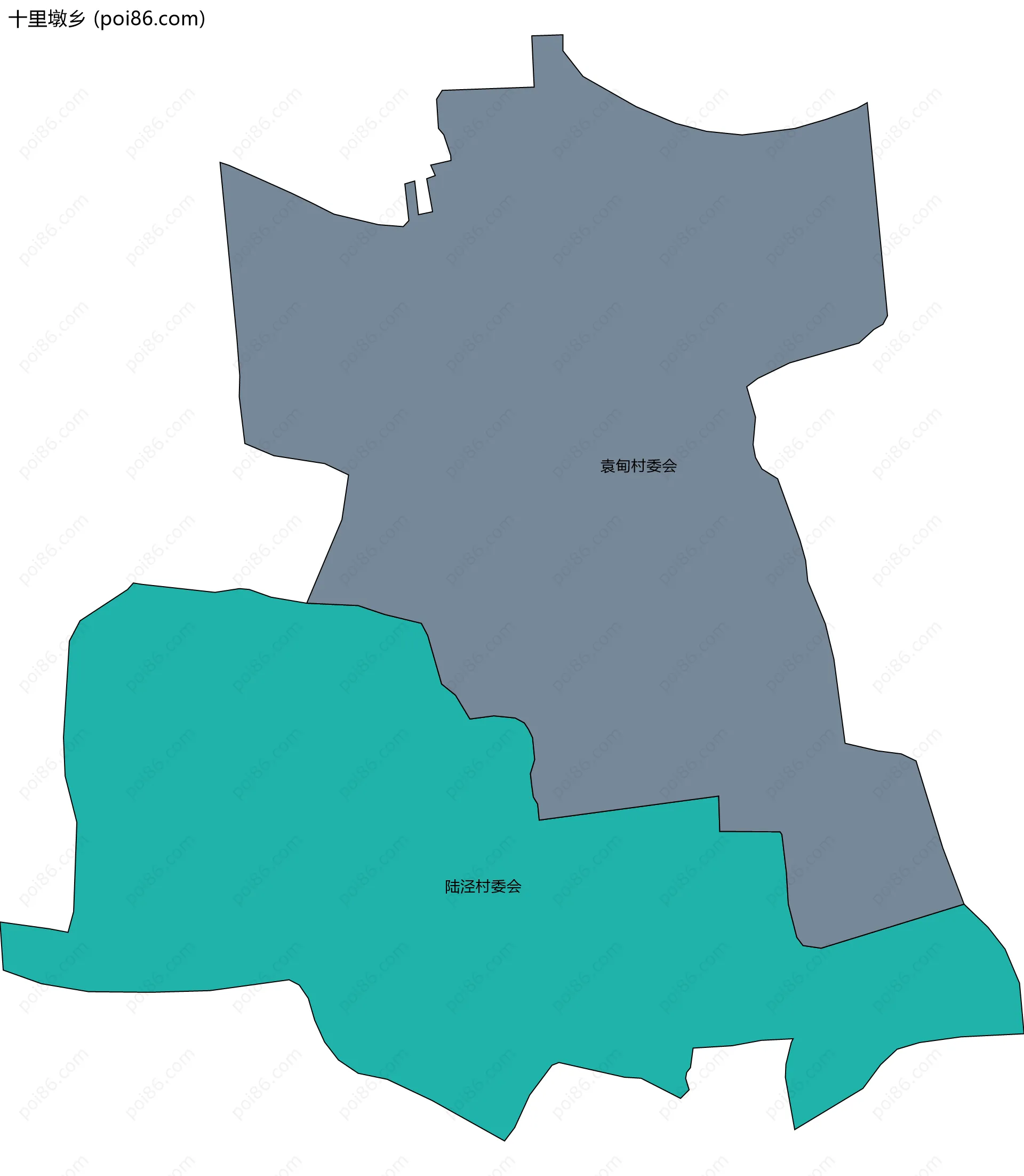 十里墩乡边界地图(五级行政区划)