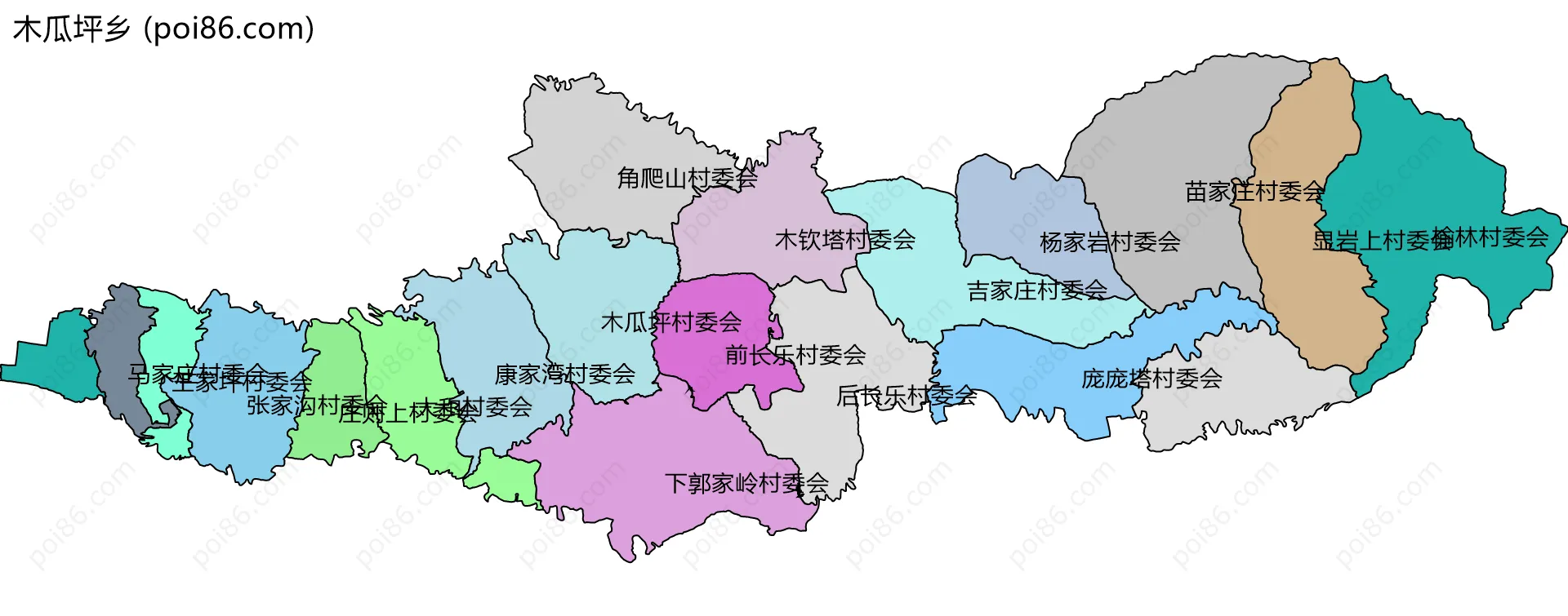 木瓜坪乡边界地图(五级行政区划)