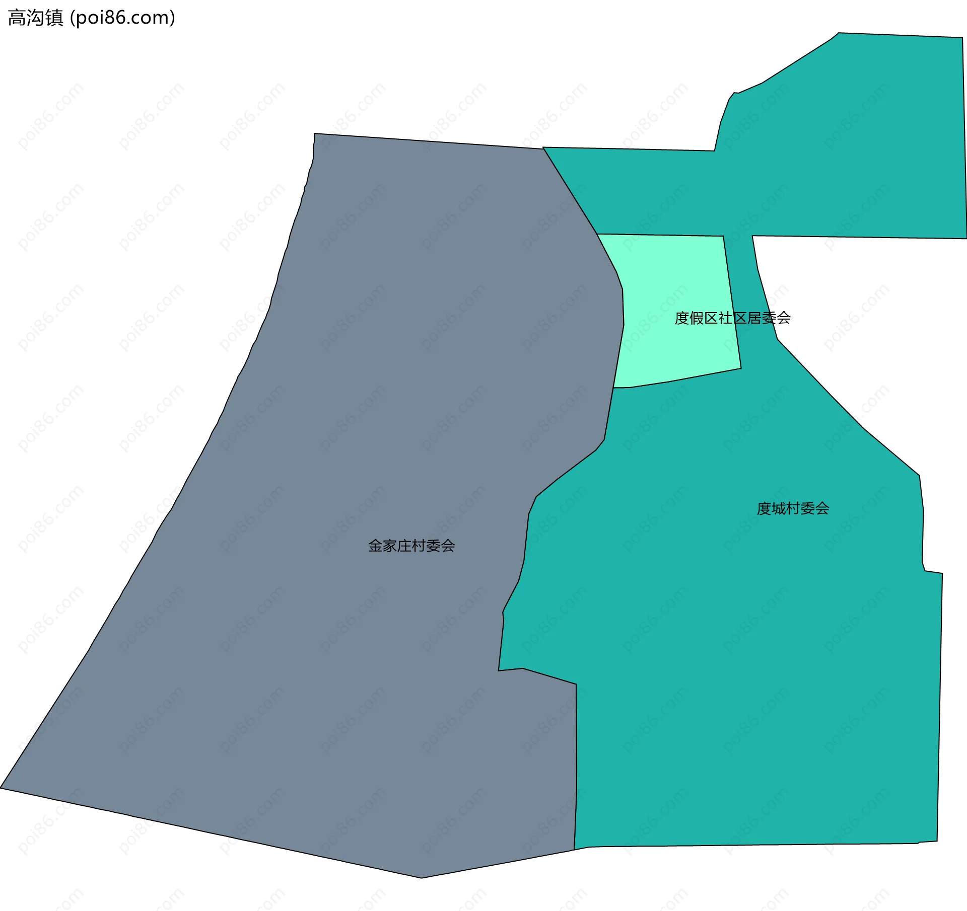 高沟镇边界地图(五级行政区划)