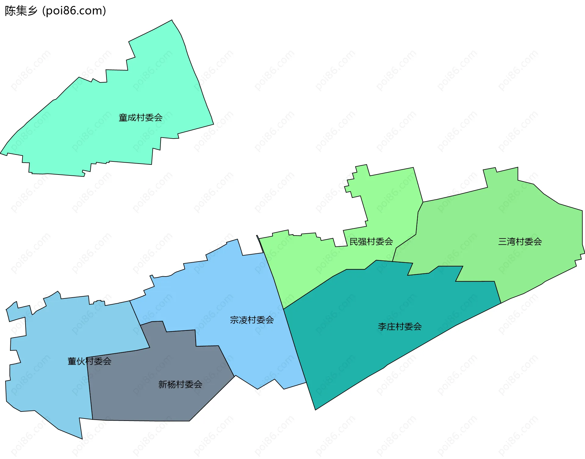 陈集乡边界地图(五级行政区划)