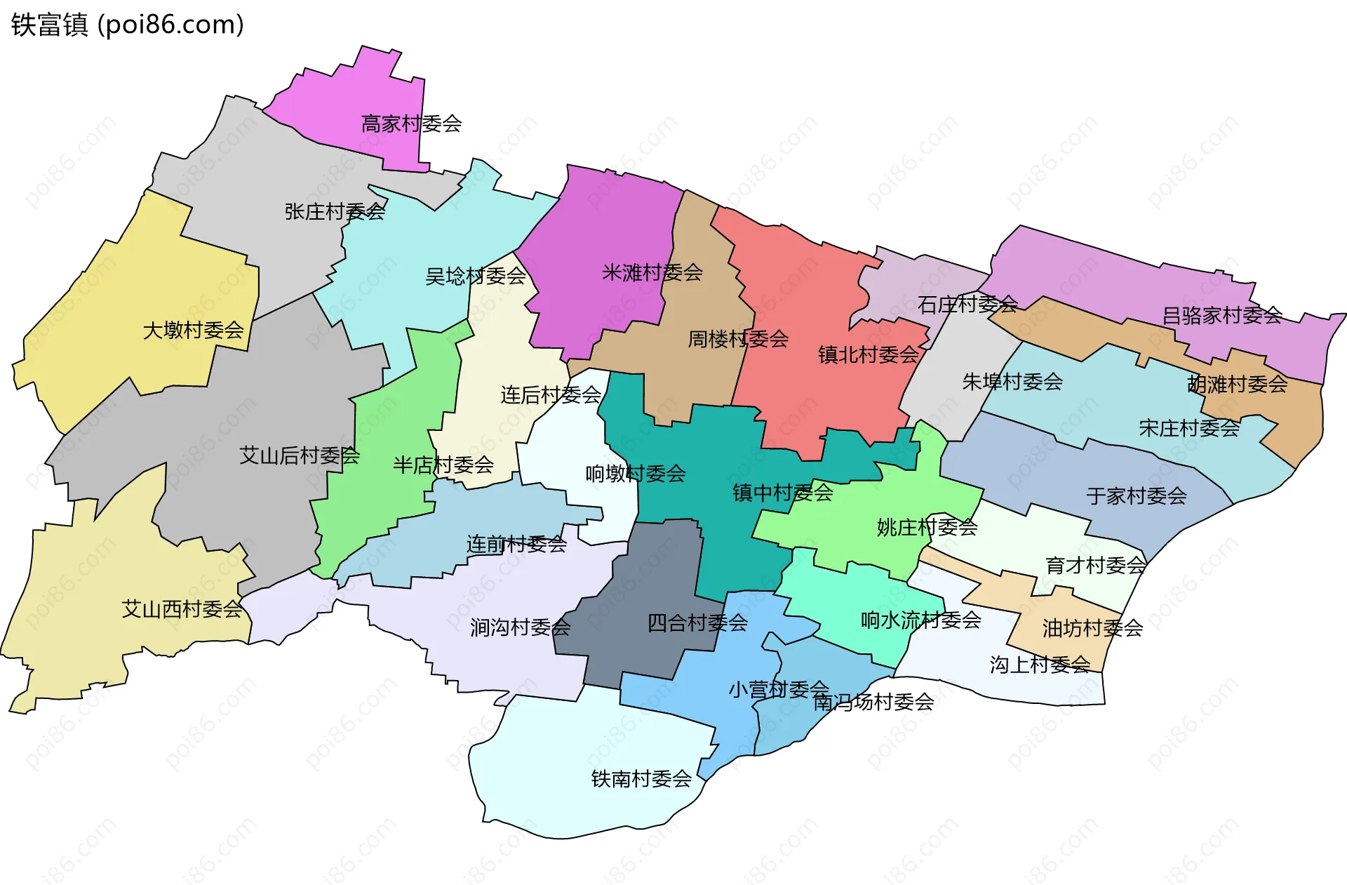 铁富镇边界地图(五级行政区划)