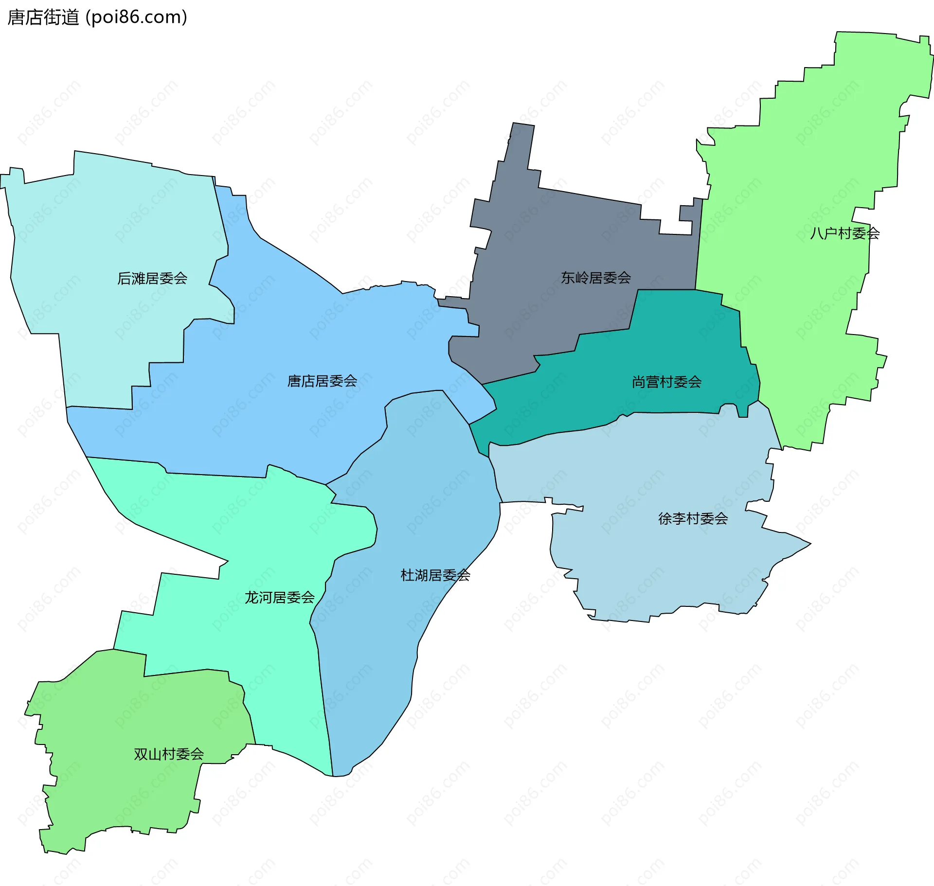 唐店街道边界地图(五级行政区划)