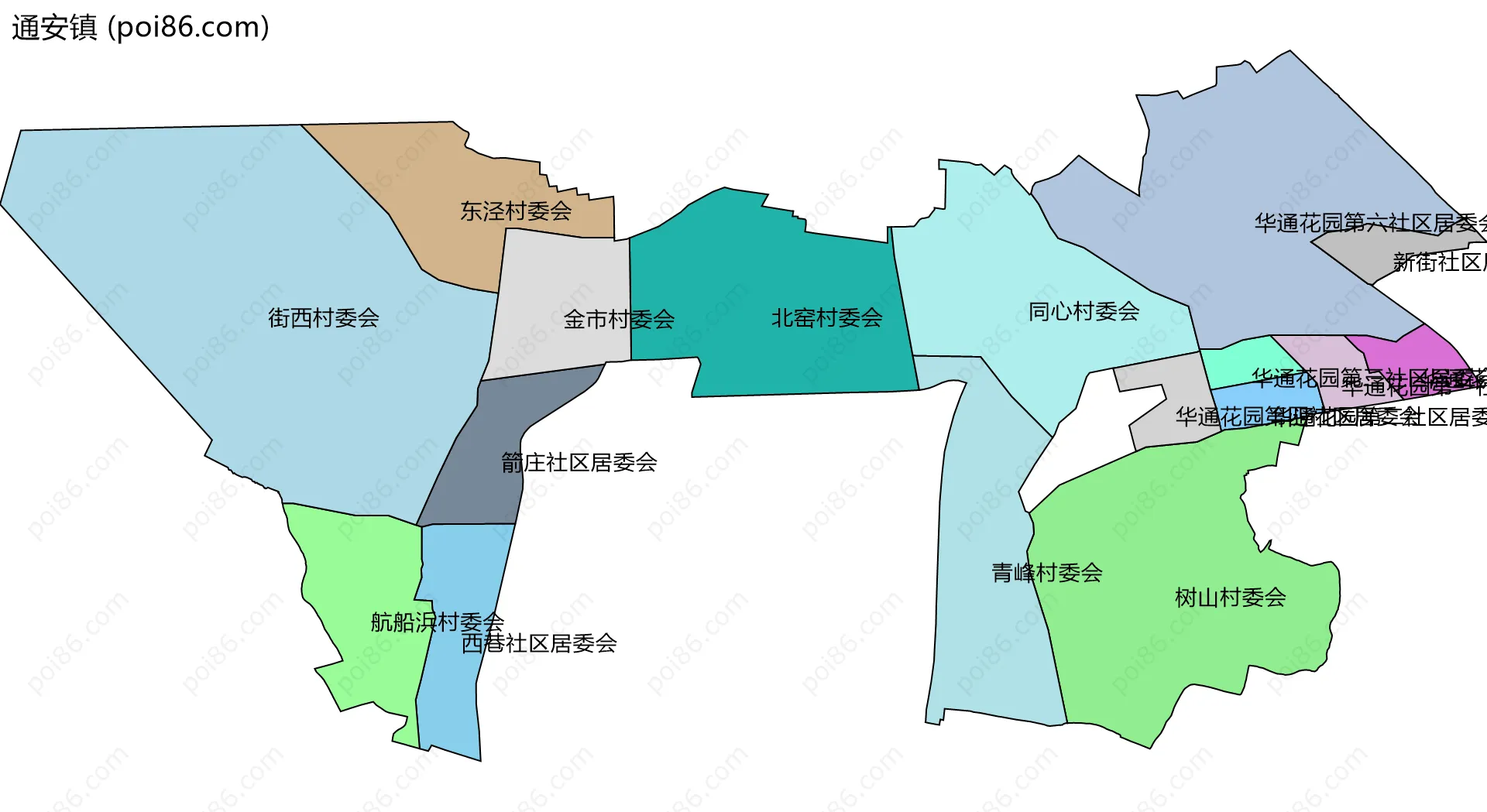 通安镇边界地图(五级行政区划)