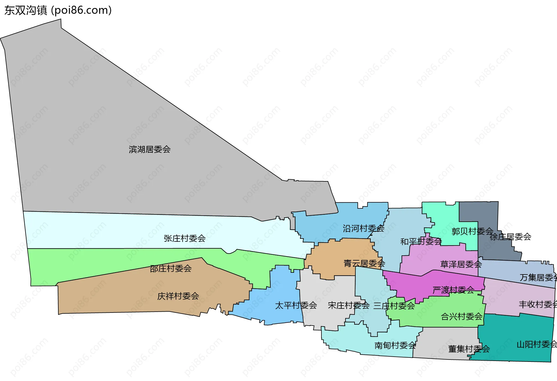 东双沟镇边界地图(五级行政区划)