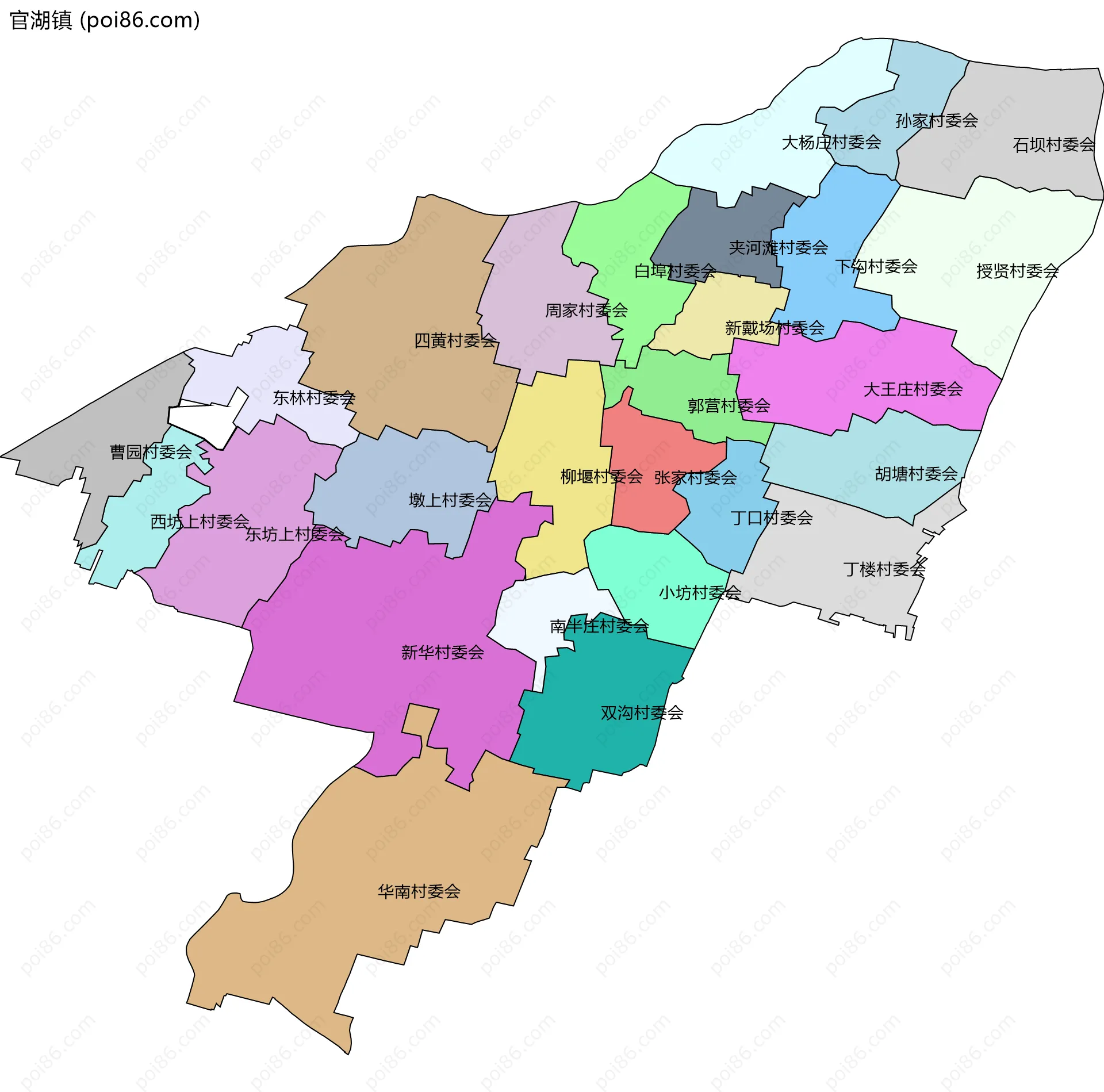 官湖镇边界地图(五级行政区划)